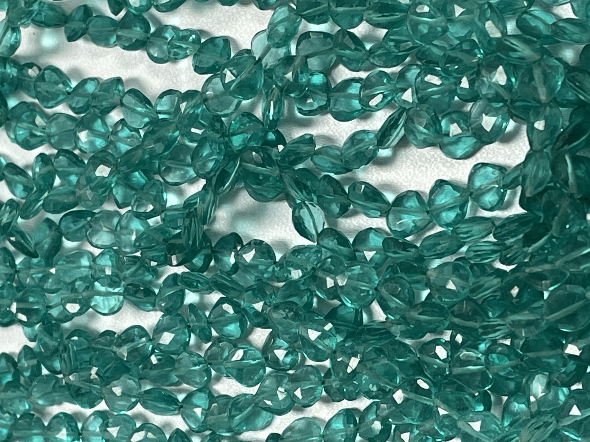 Teal Hydro Quartz Heart Straight Drill Faceted