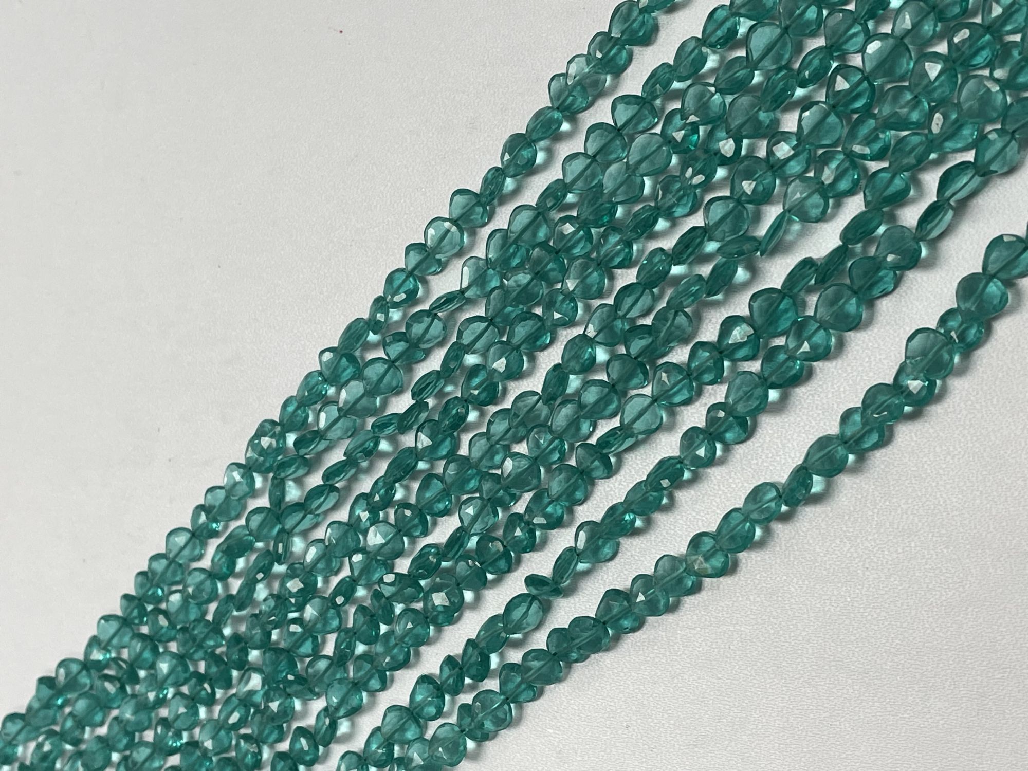 Teal Hydro Quartz Heart Straight Drill Faceted