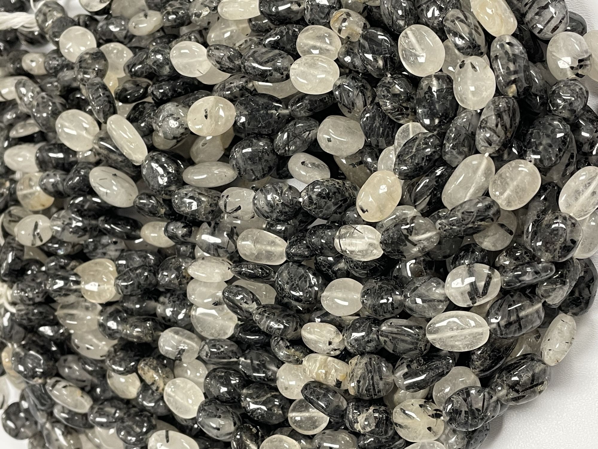 Black White Rutilated Quartz Nugget Smooth