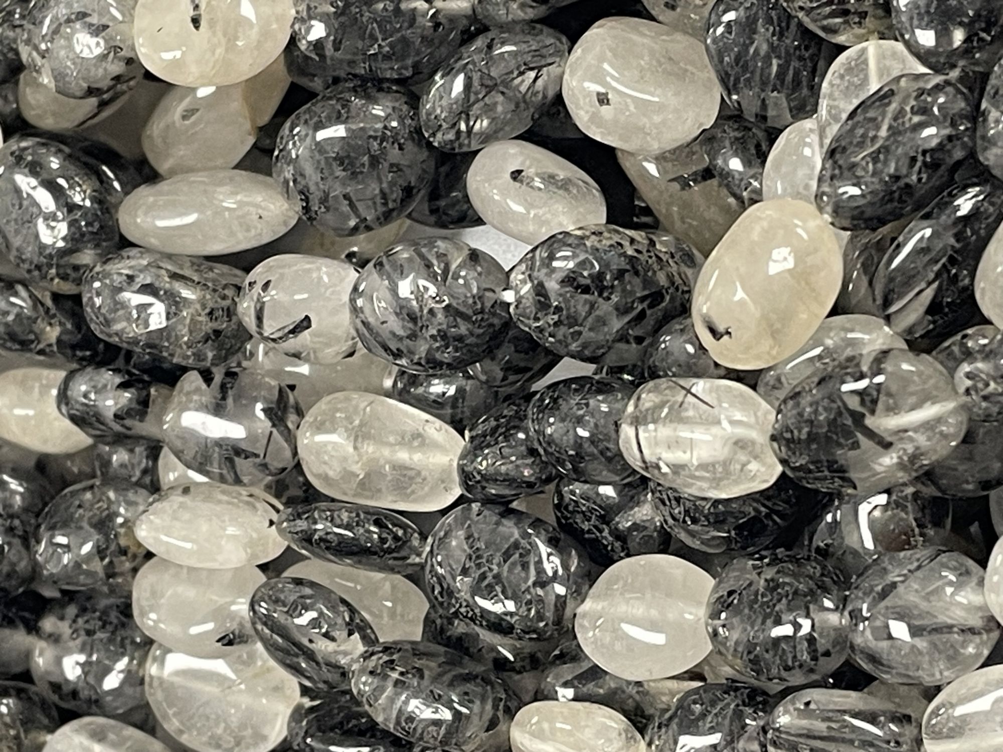 Black White Rutilated Quartz Nugget Smooth