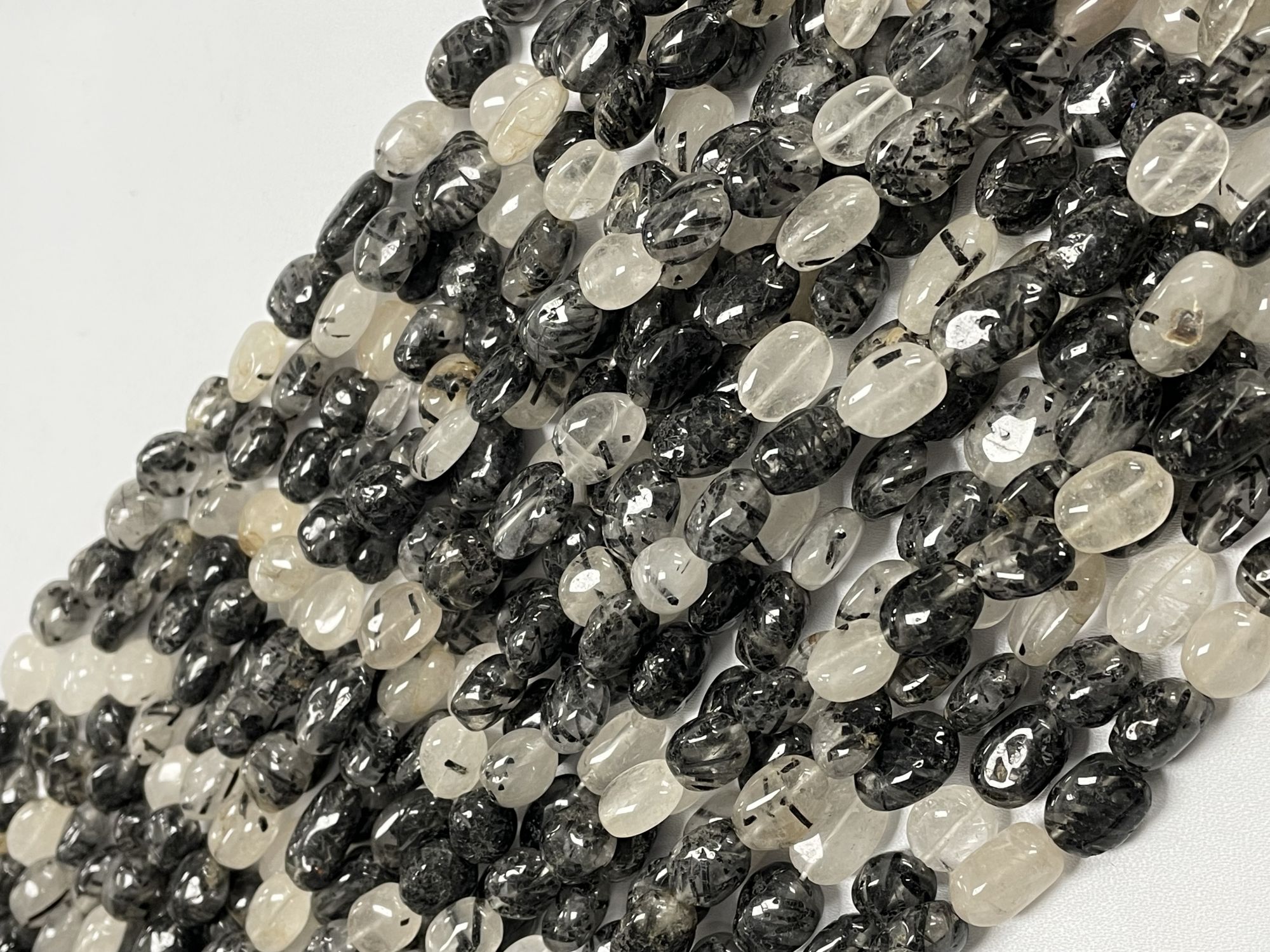 Black White Rutilated Quartz Nugget Smooth