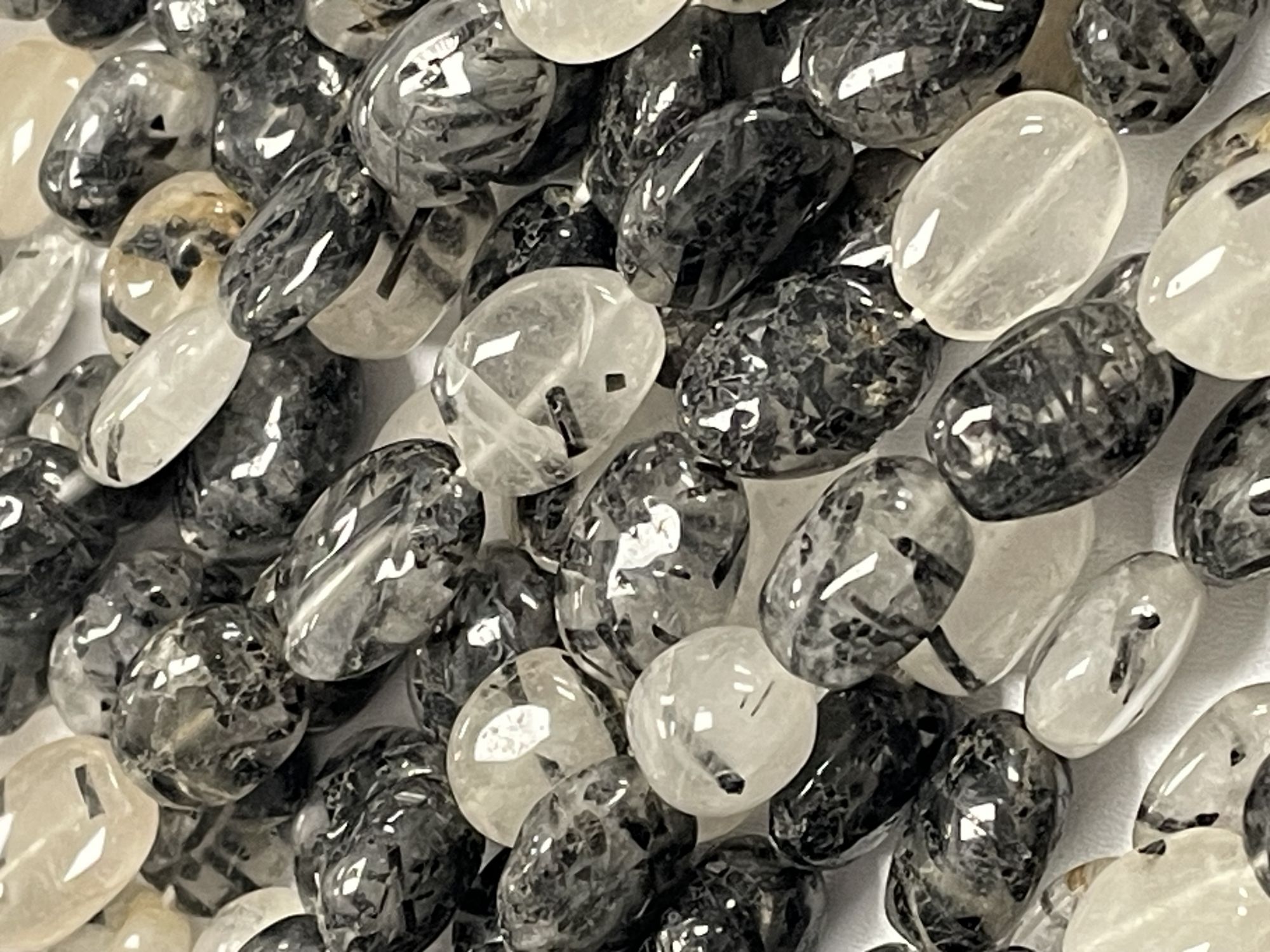 Black White Rutilated Quartz Nugget Smooth