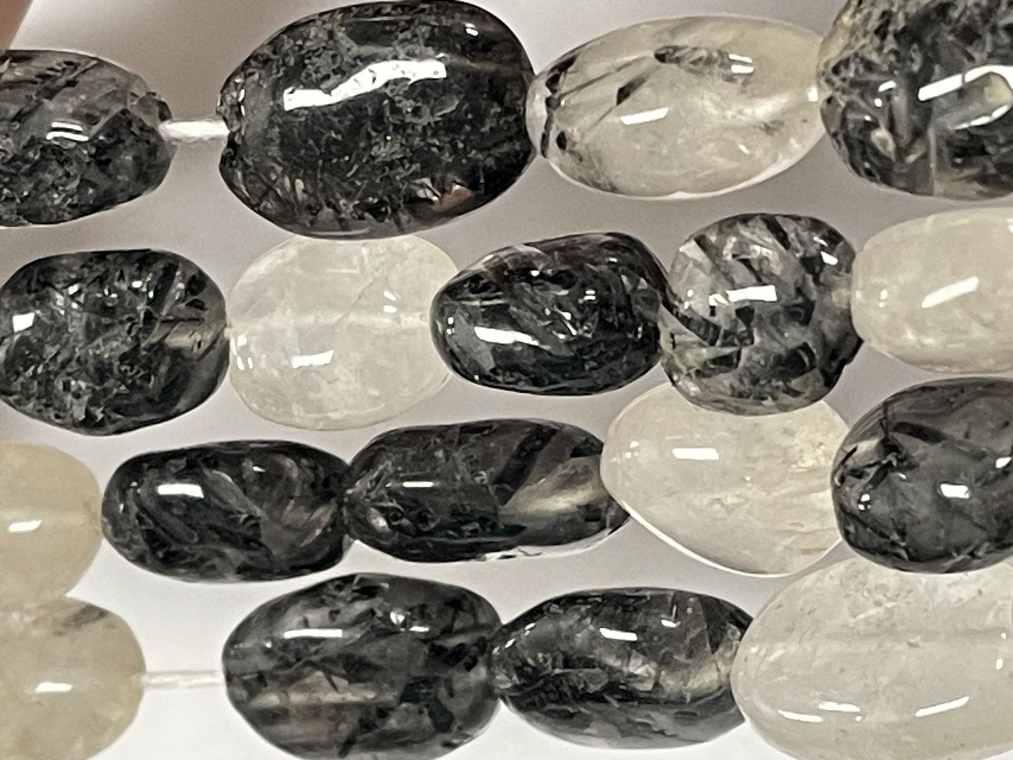 Black White Rutilated Quartz Nugget Smooth