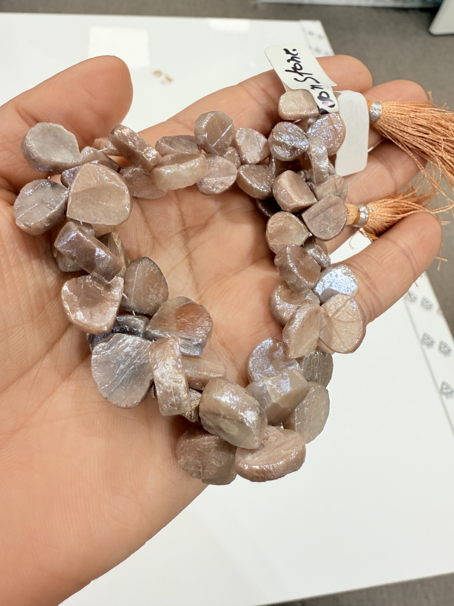 Coated Moonstone Hearts Faceted