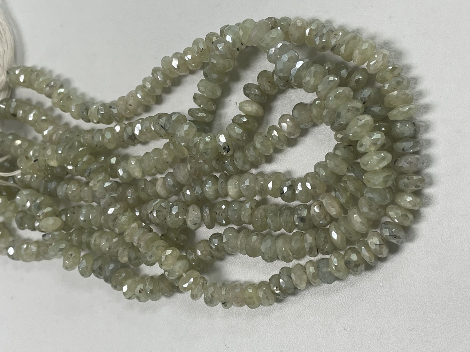 Green Mystic Prehnite Rondelle Faceted