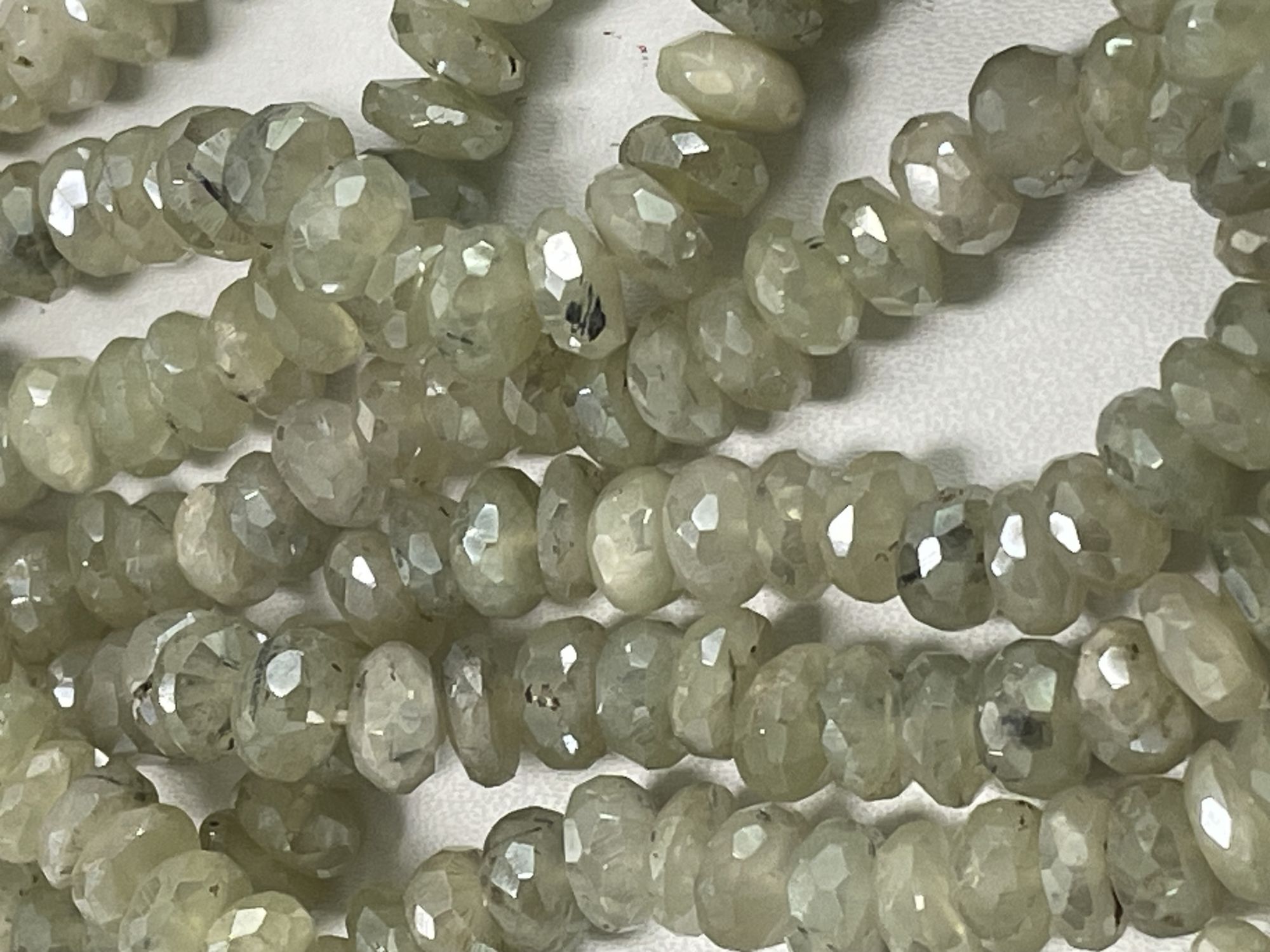 Green Mystic Prehnite Rondelle Faceted
