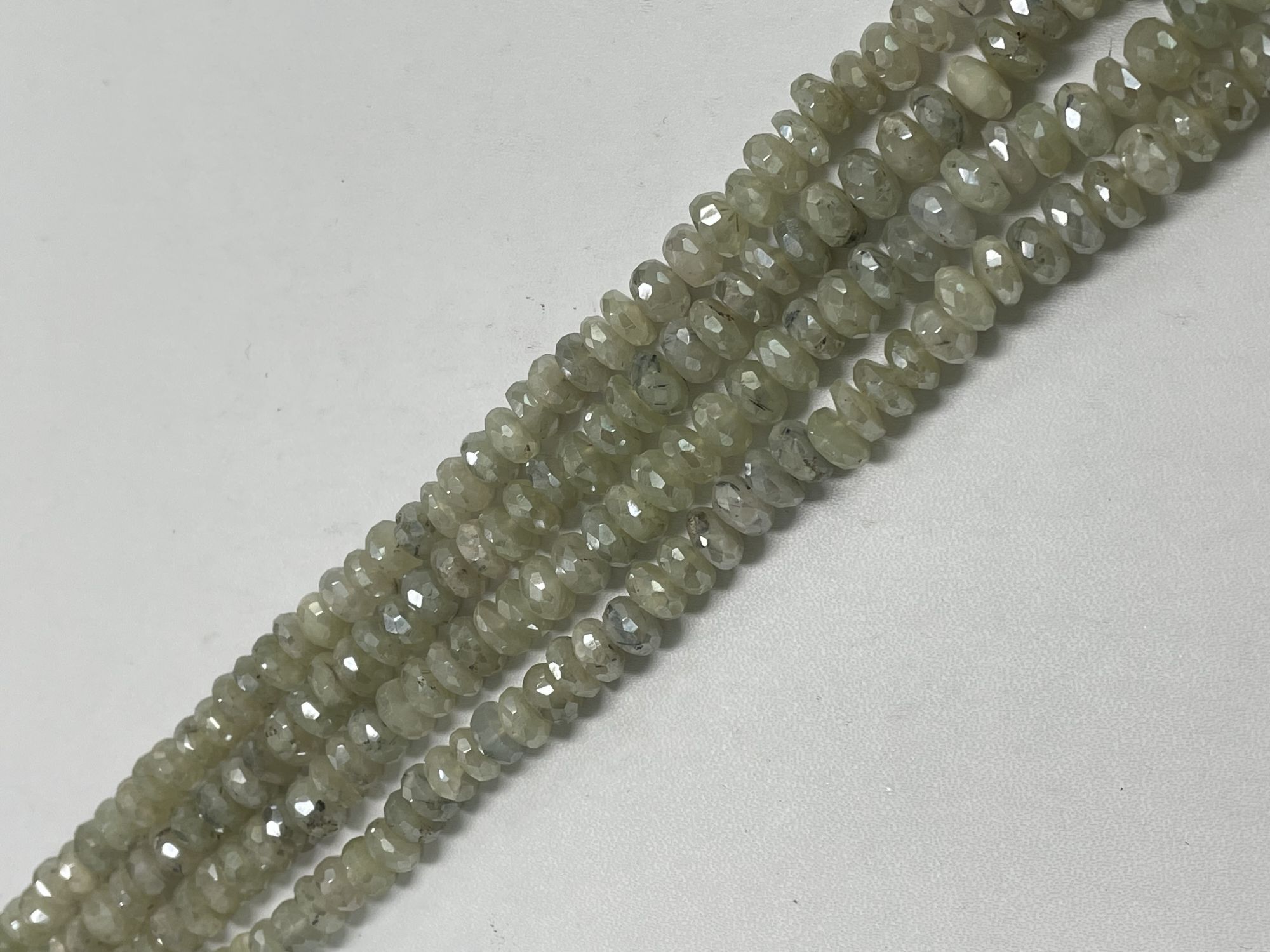 Green Mystic Prehnite Rondelle Faceted