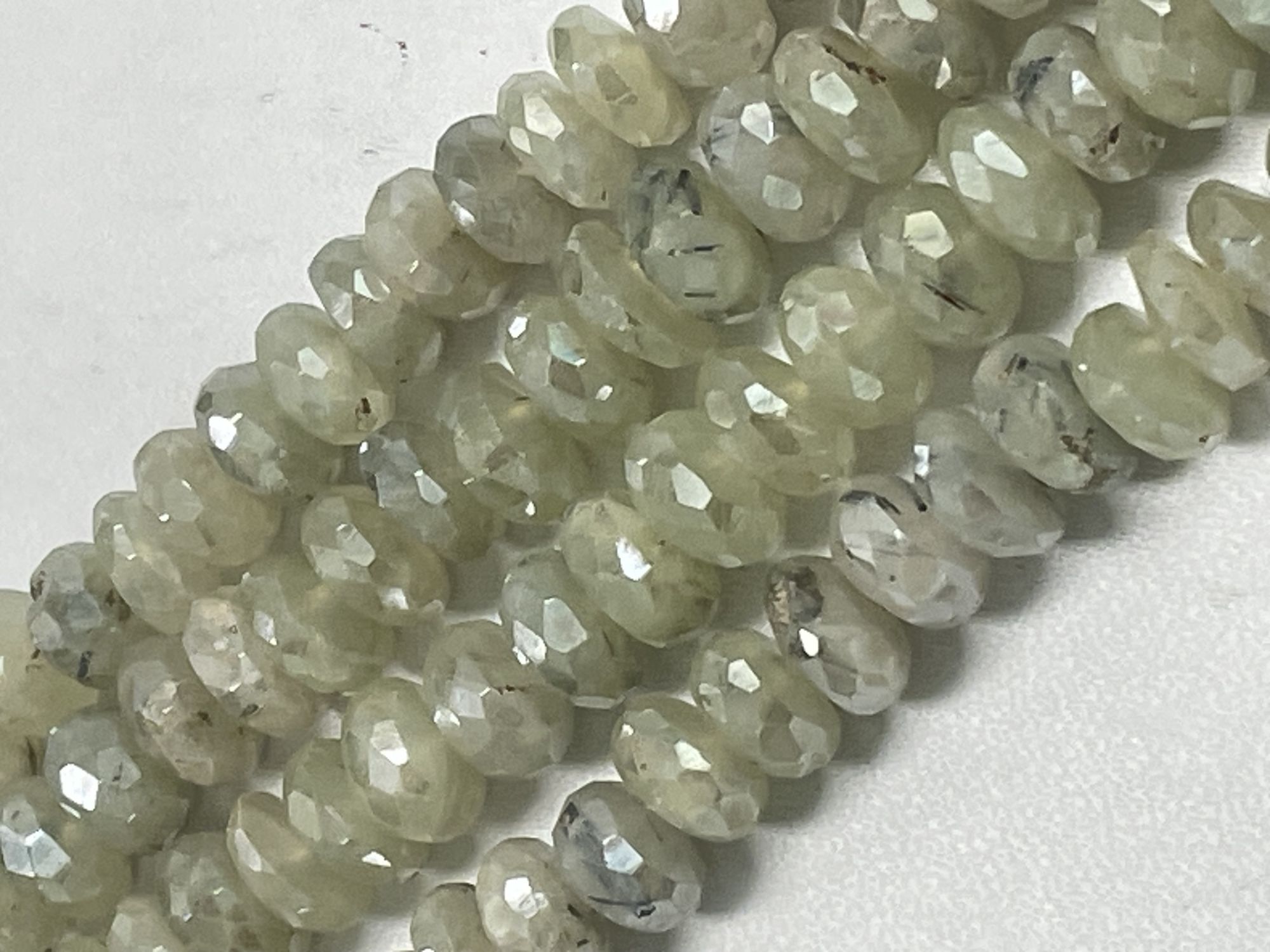 Green Mystic Prehnite Rondelle Faceted