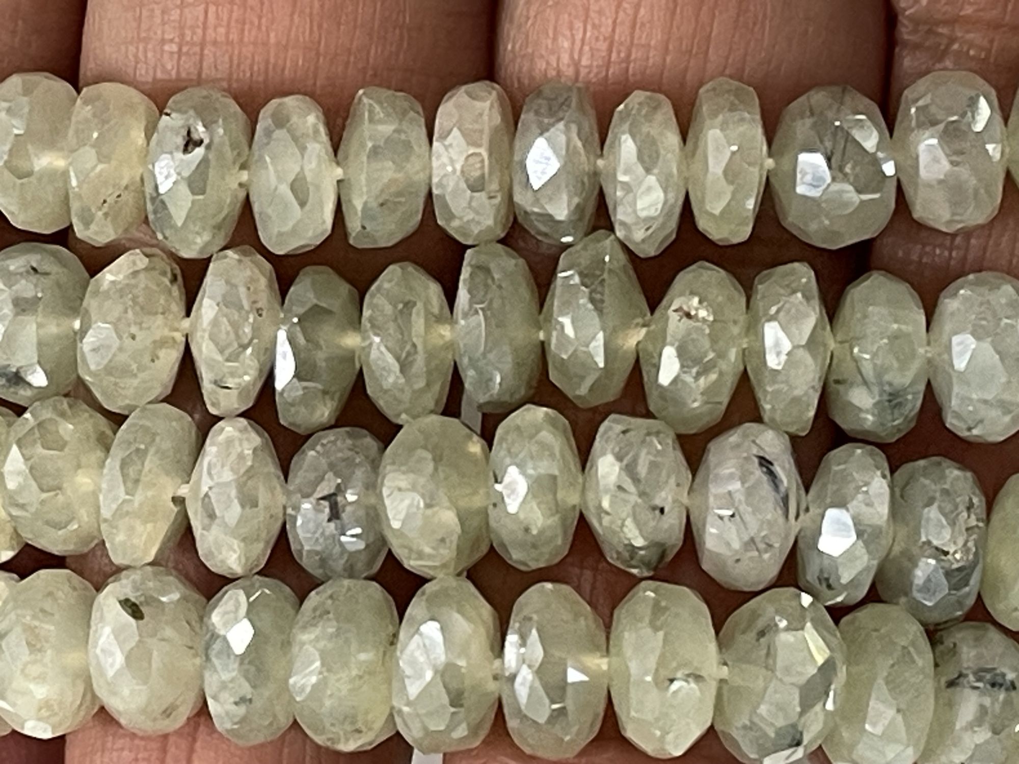 Green Mystic Prehnite Rondelle Faceted