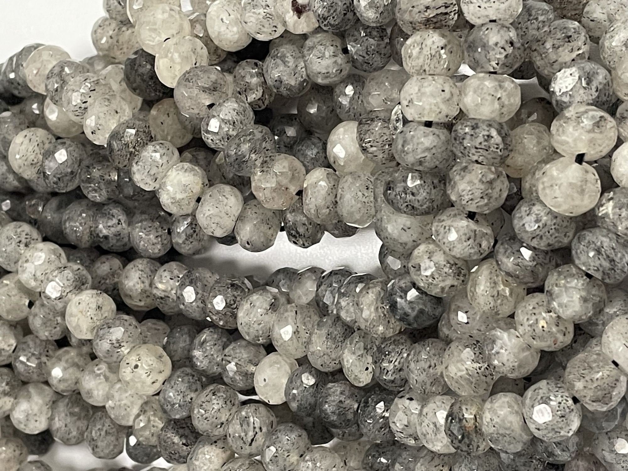 Black Rutilated Quartz Rondelle Faceted