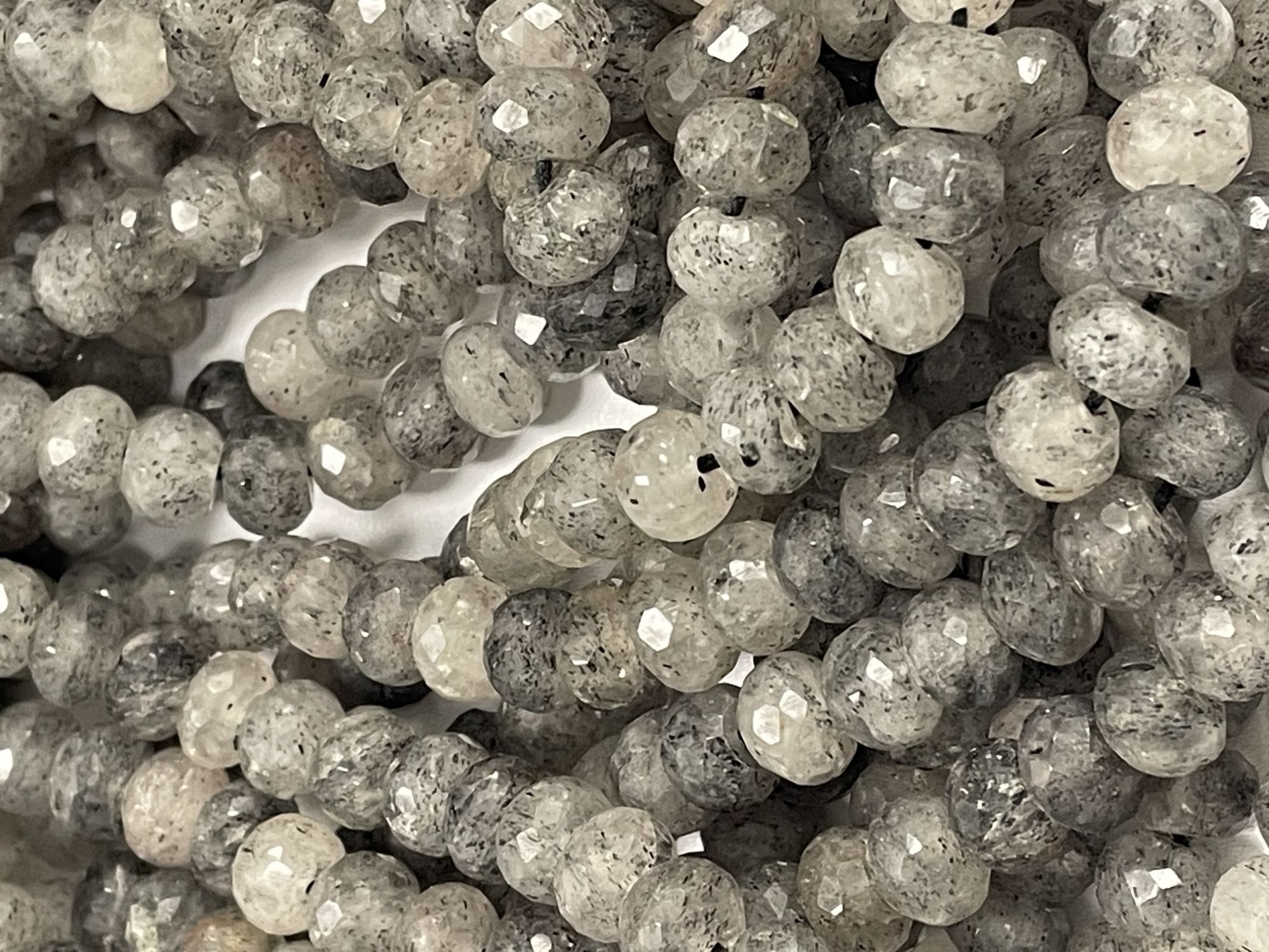 Black Rutilated Quartz Rondelle Faceted