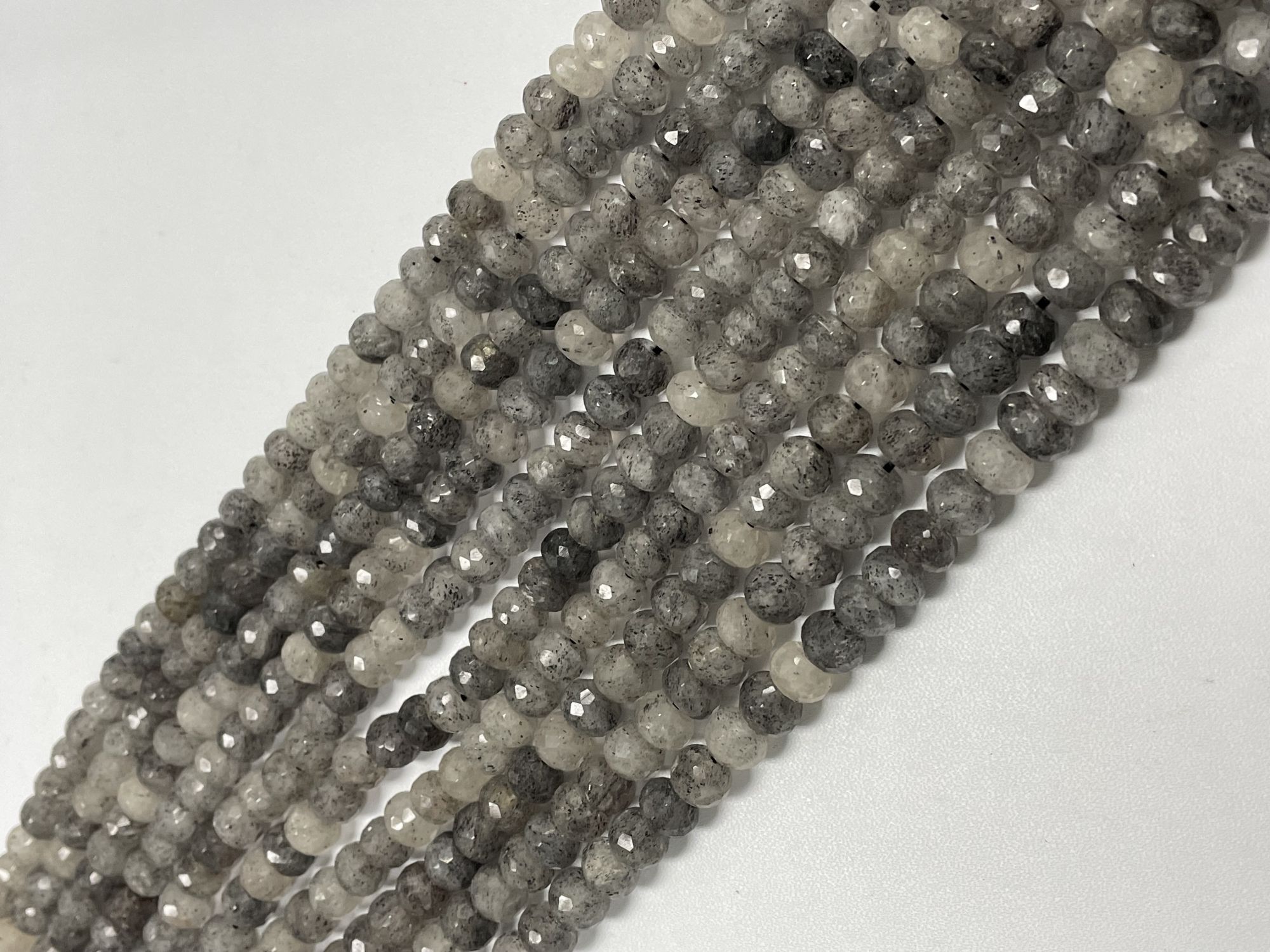 Black Rutilated Quartz Rondelle Faceted