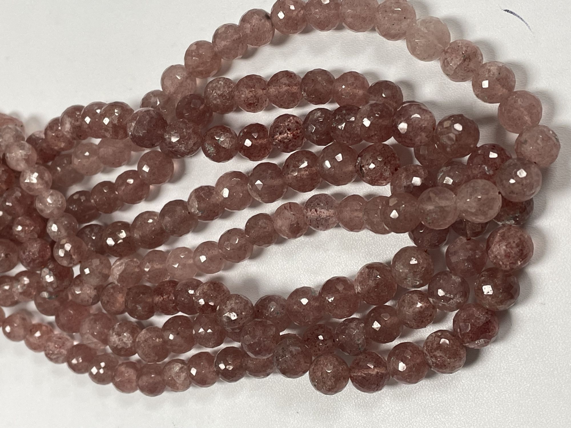 Pink Strawberry Quartz Round Faceted