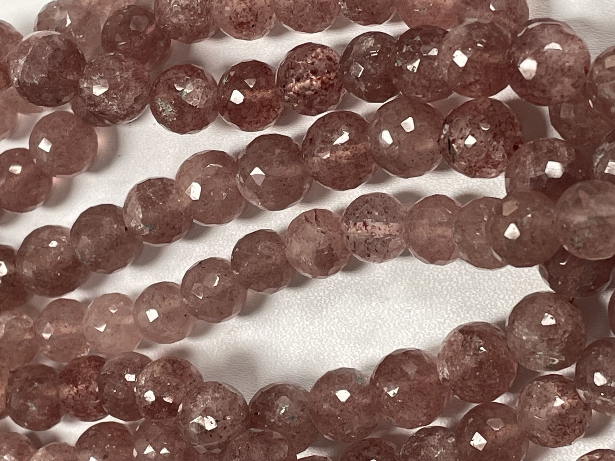 Pink Strawberry Quartz Round Faceted