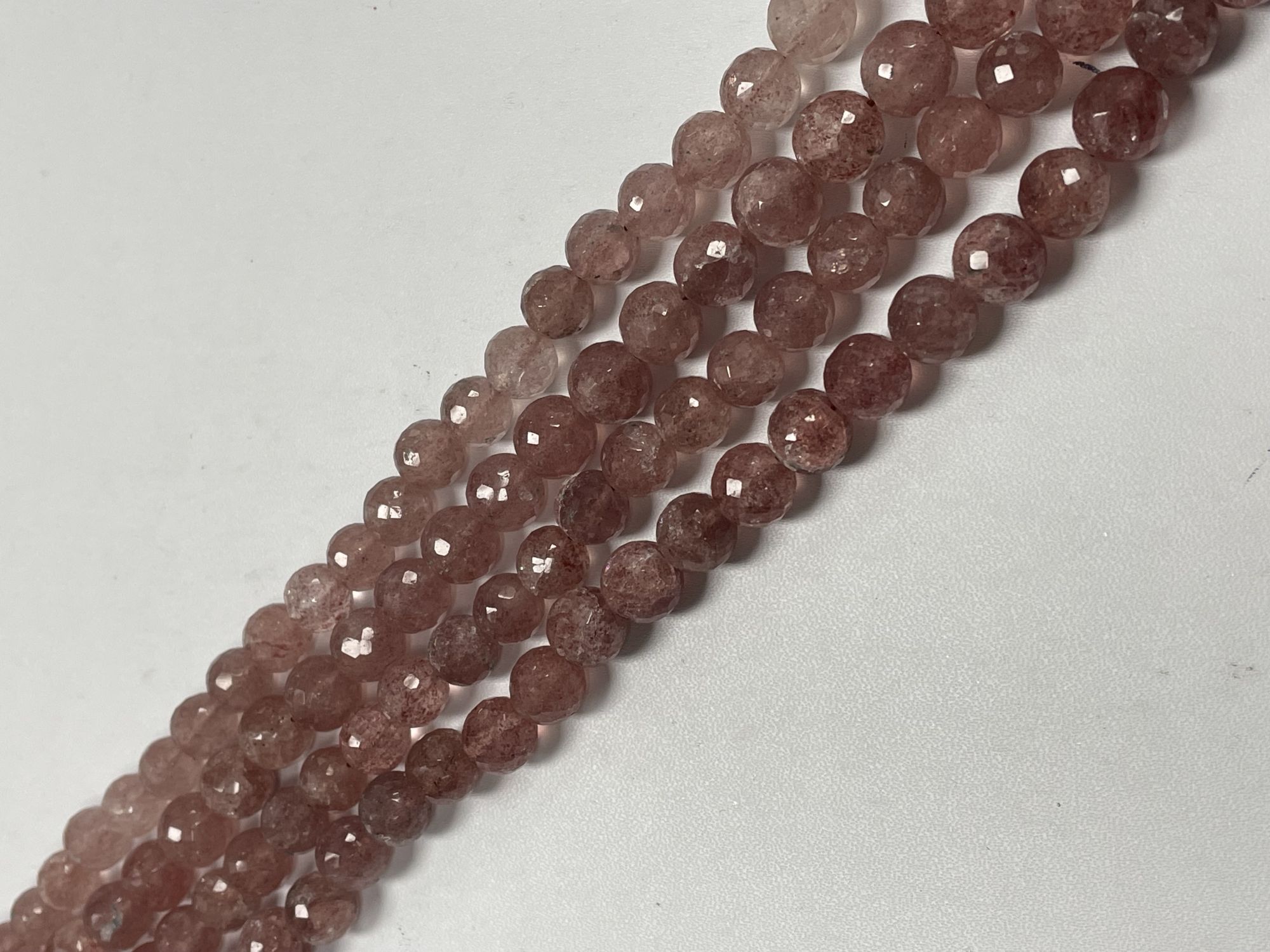 Pink Strawberry Quartz Round Faceted