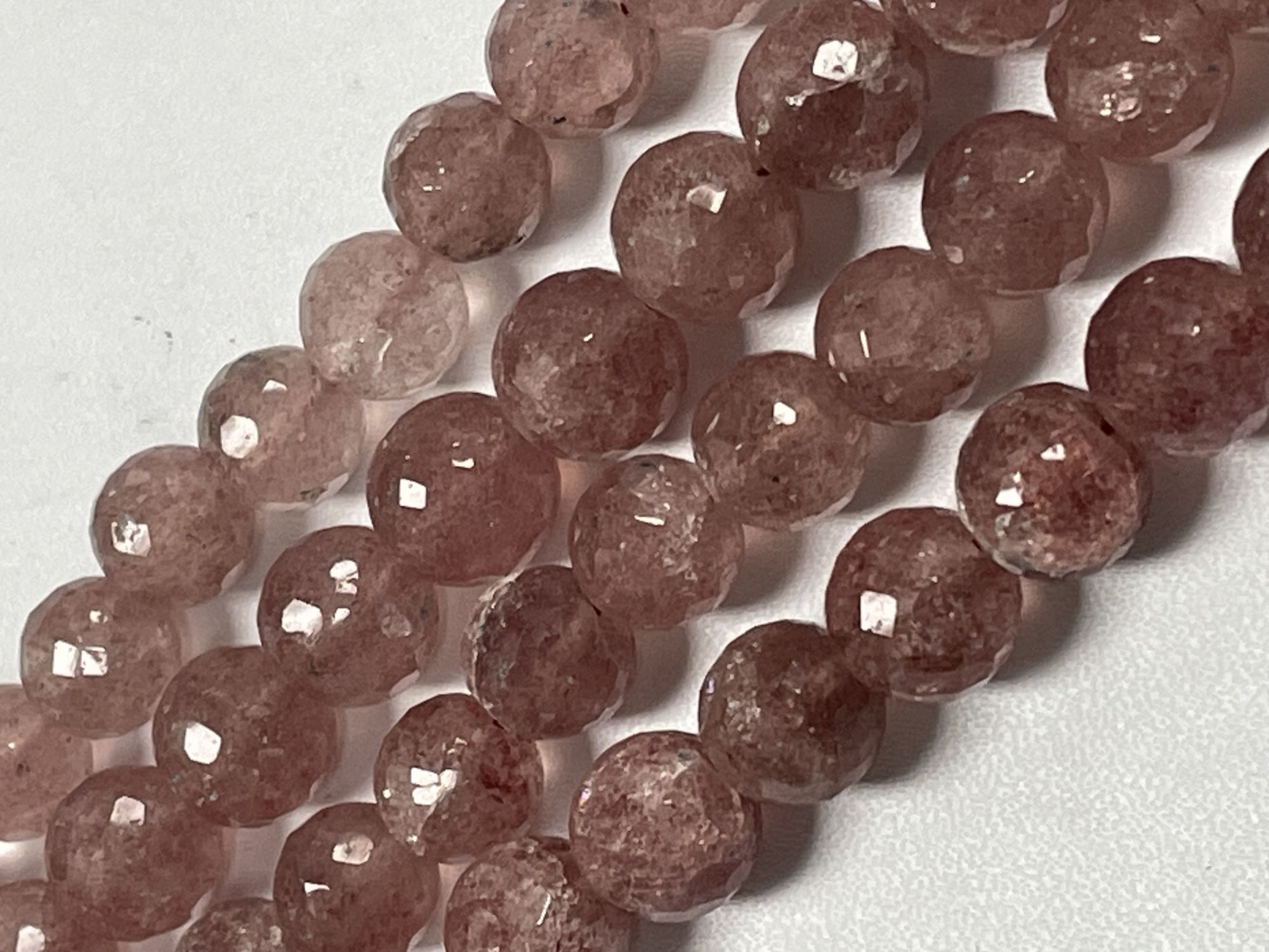 Pink Strawberry Quartz Round Faceted