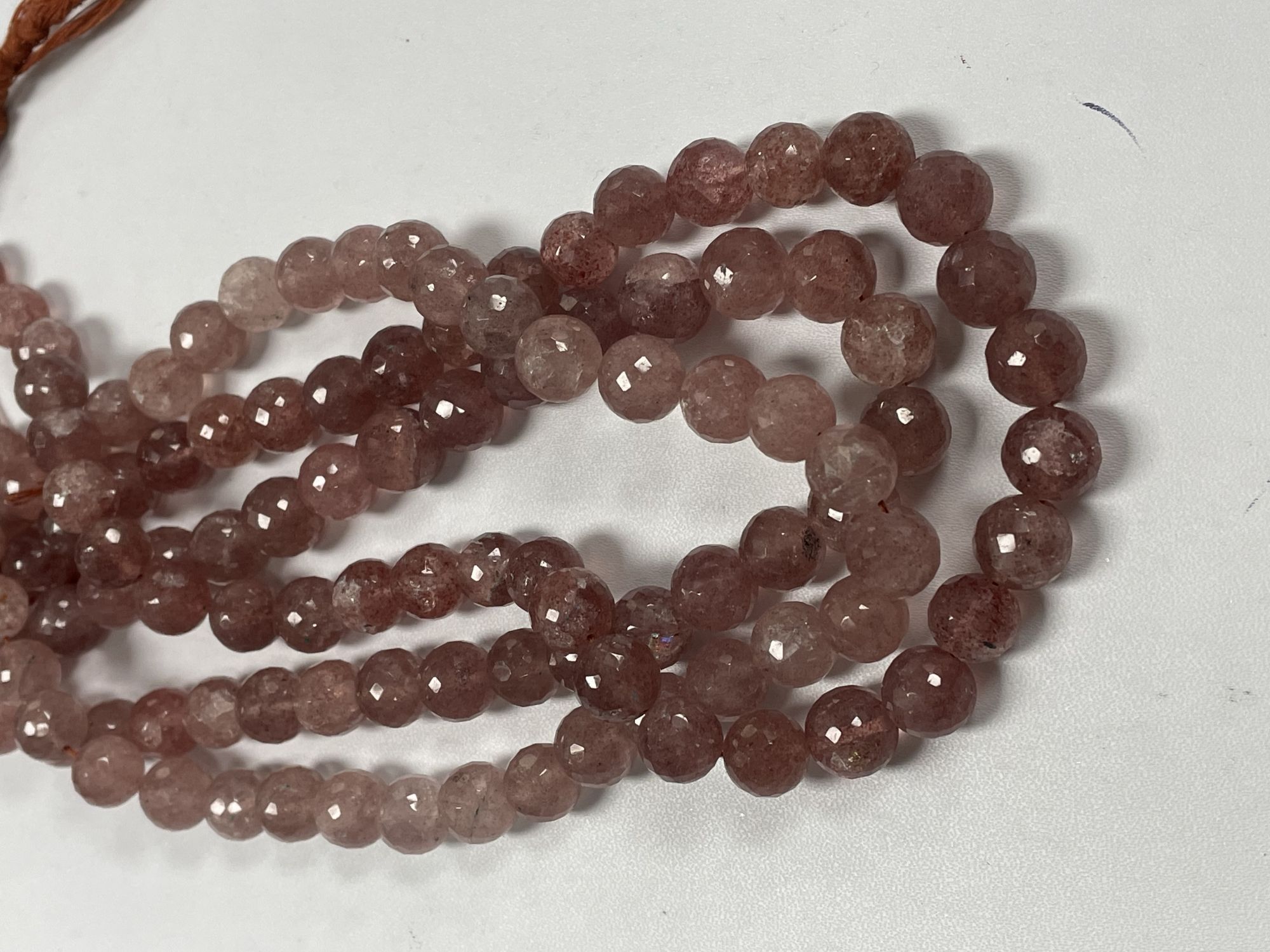 Pink Strawberry Quartz Round Faceted