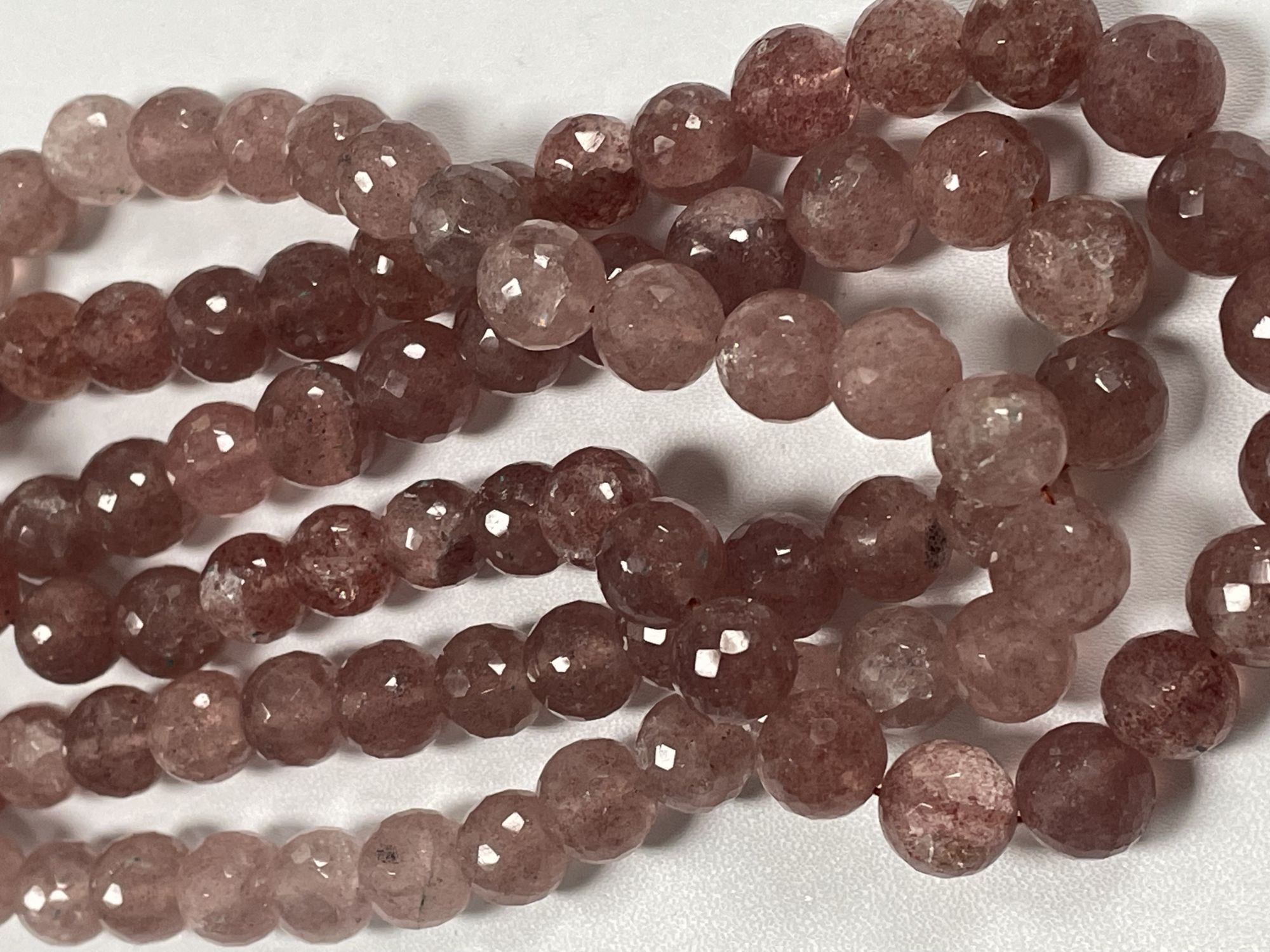 Pink Strawberry Quartz Round Faceted