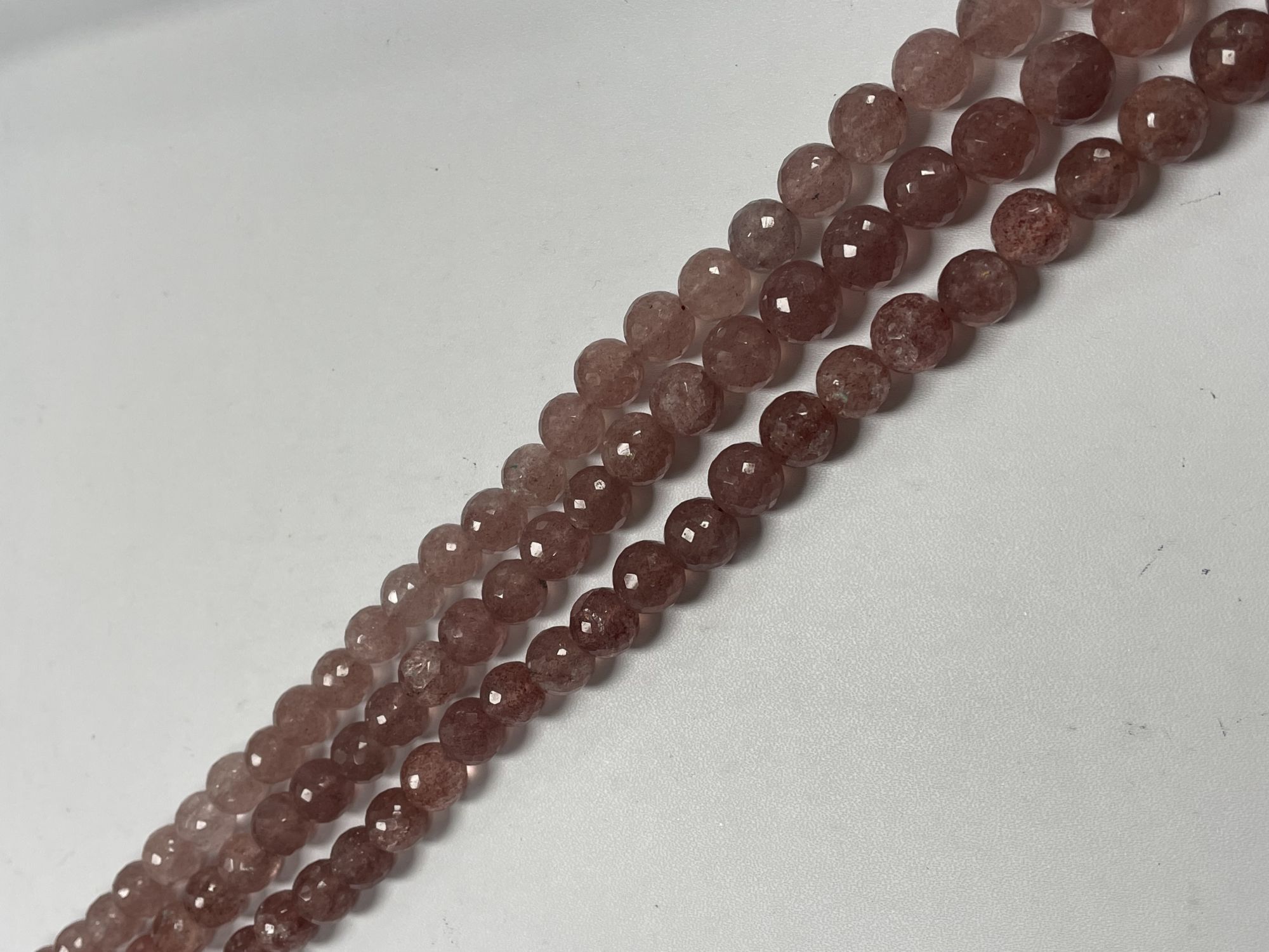 Pink Strawberry Quartz Round Faceted
