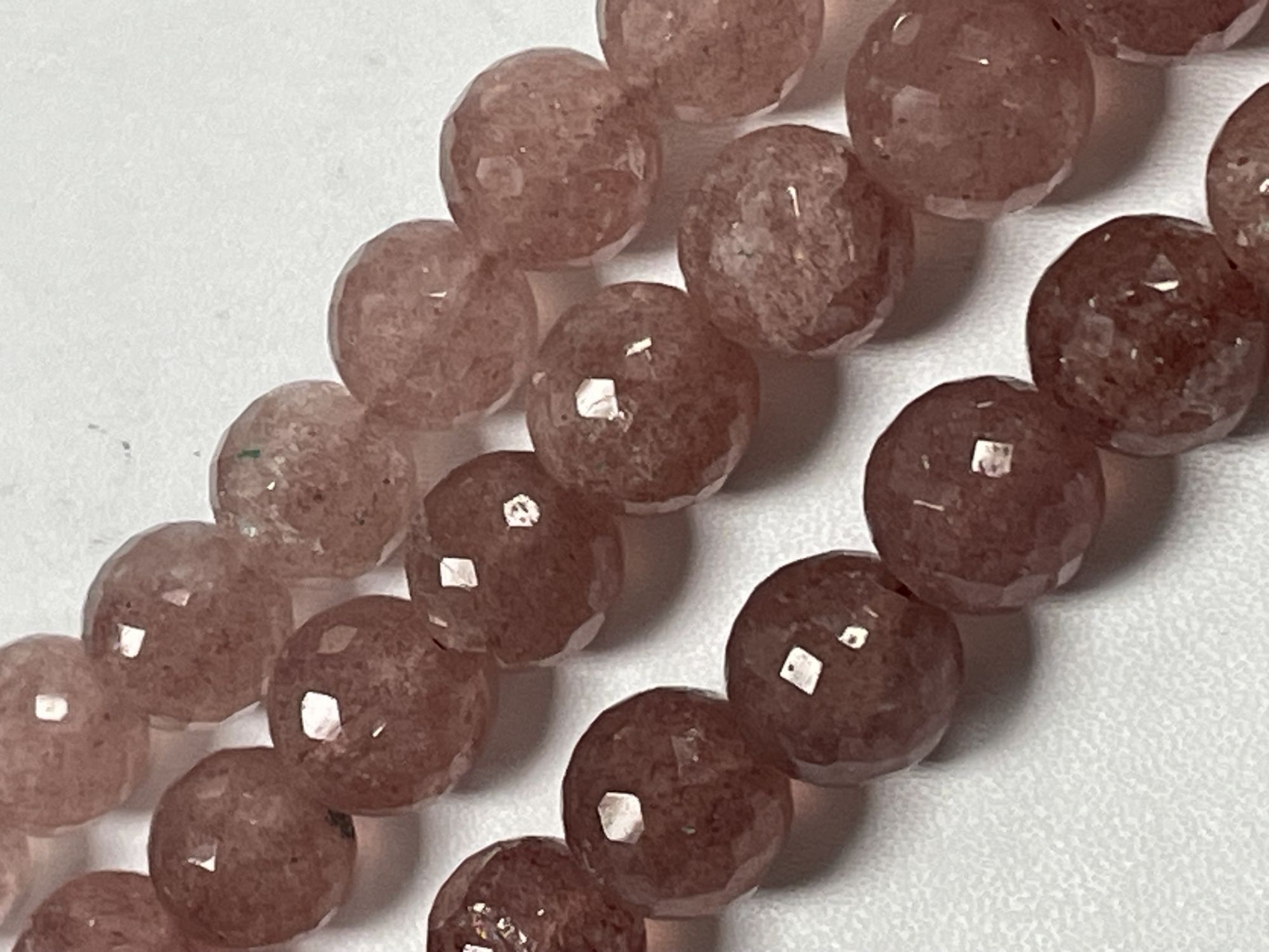 Pink Strawberry Quartz Round Faceted
