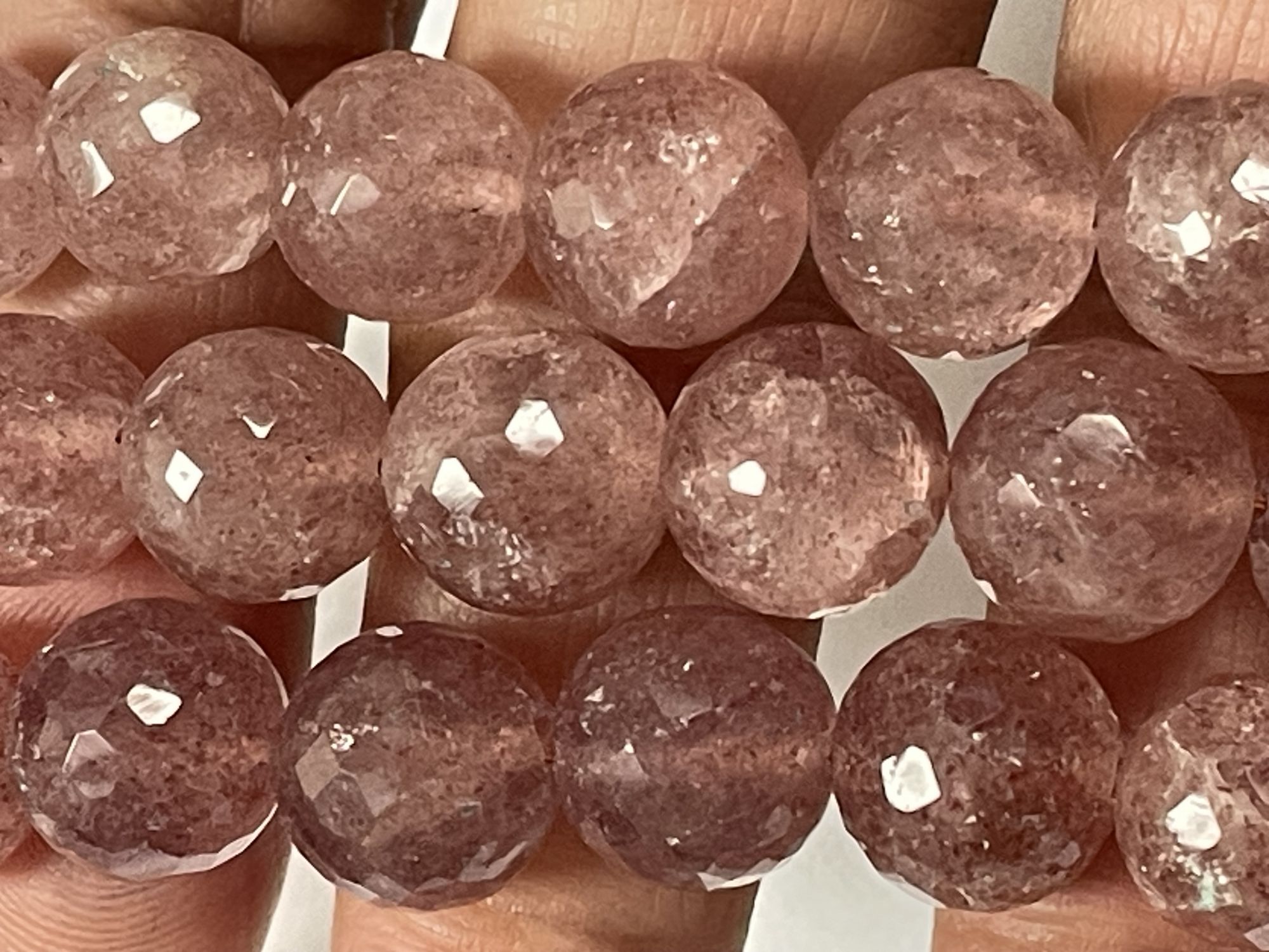 Pink Strawberry Quartz Round Faceted