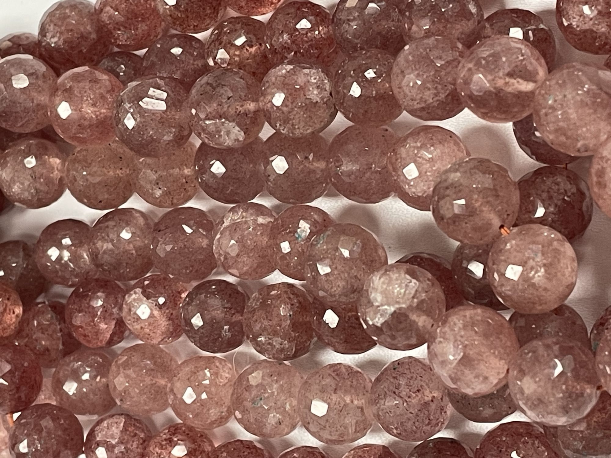 Pink Strawberry Quartz Round Faceted