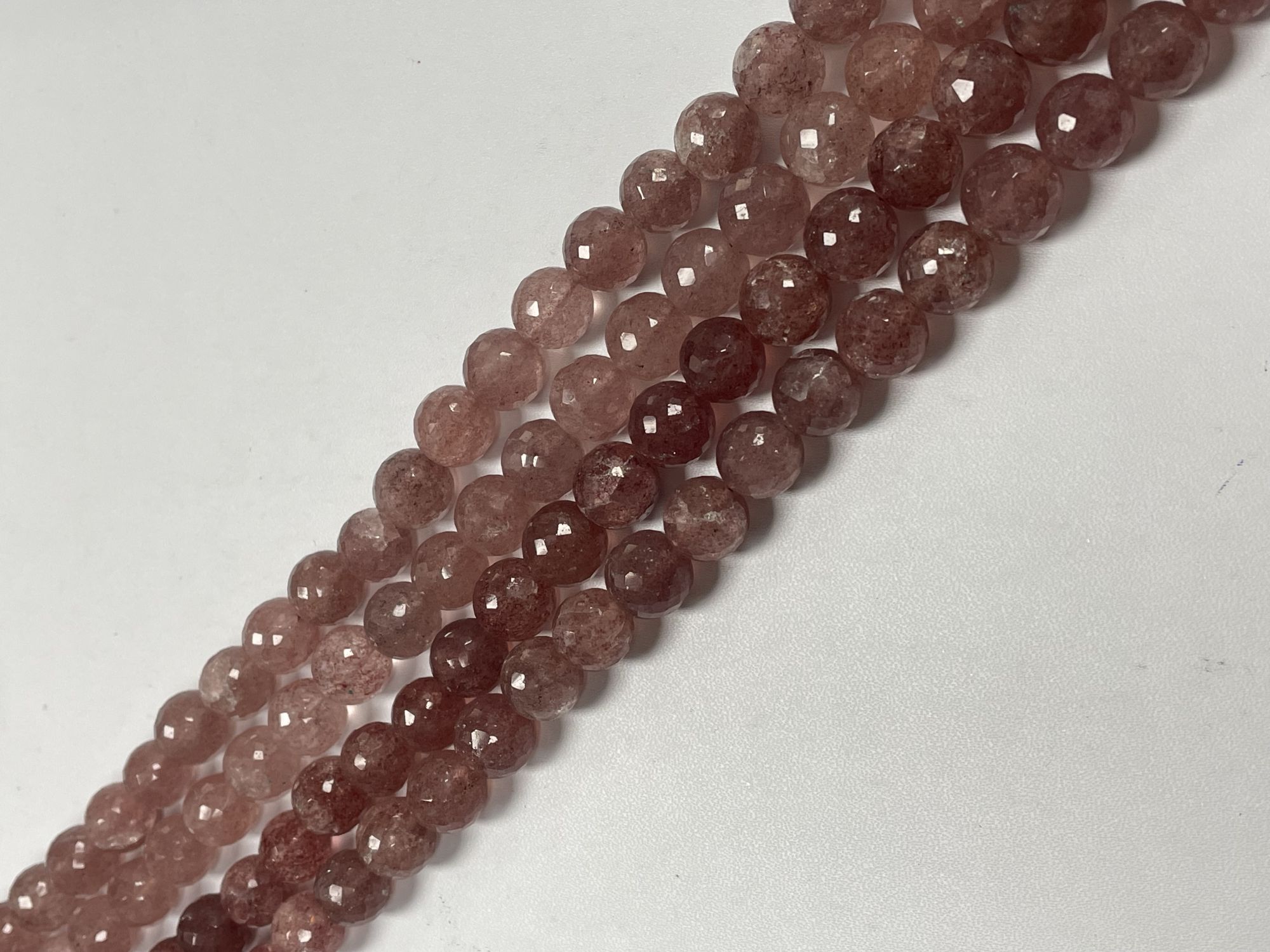 Pink Strawberry Quartz Round Faceted