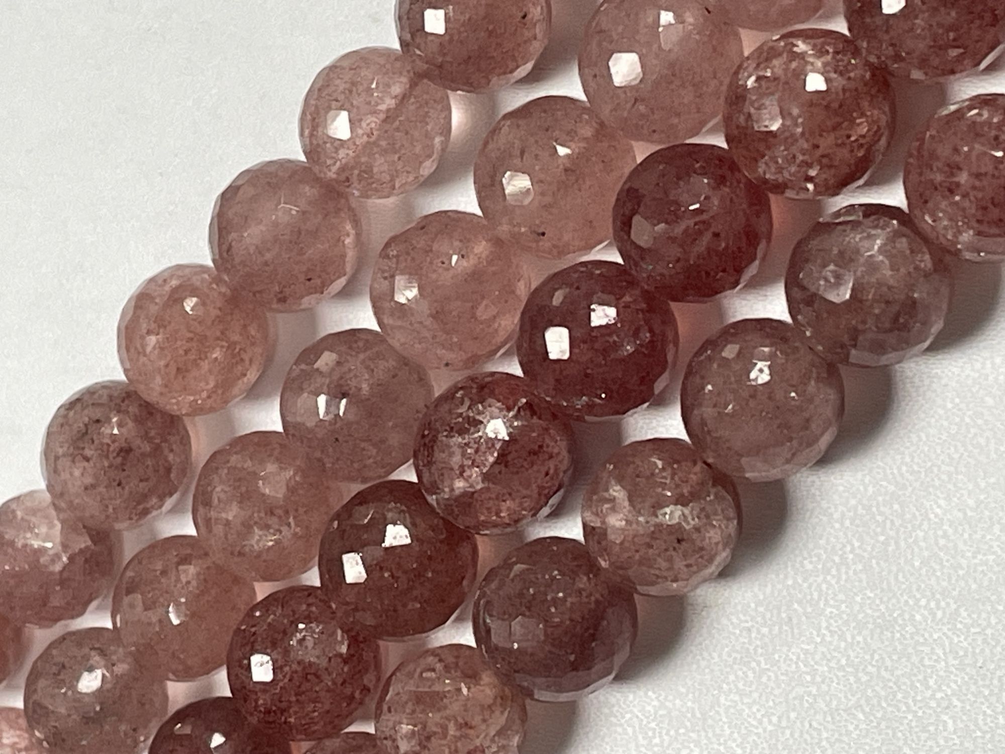 Pink Strawberry Quartz Round Faceted
