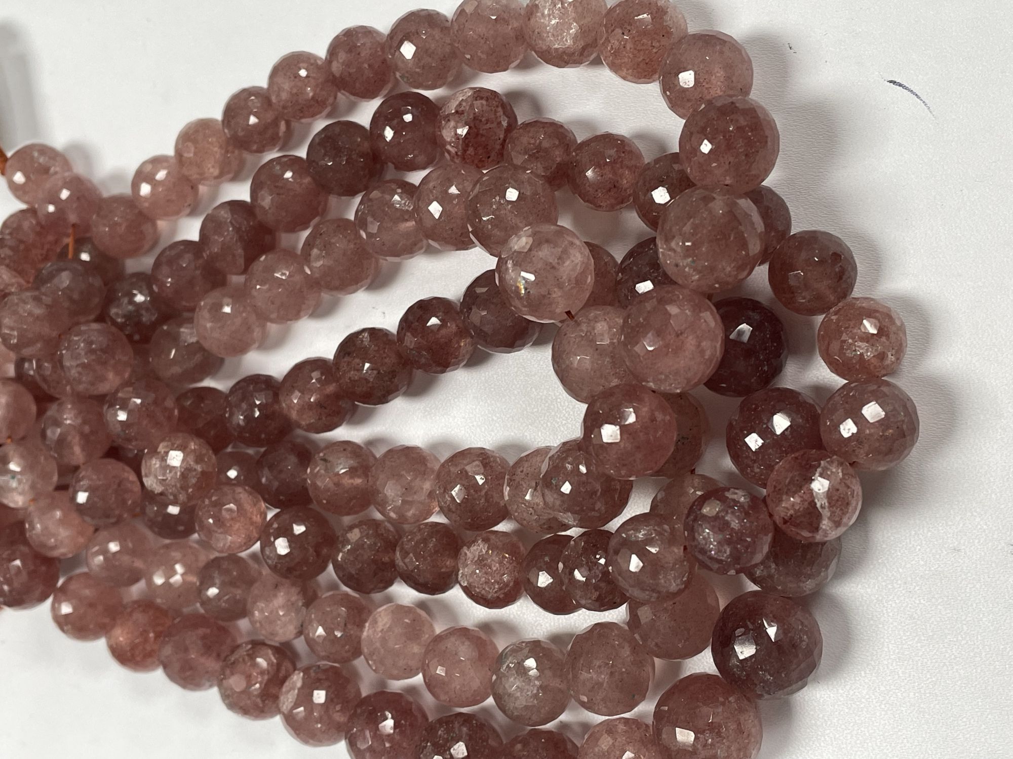 Pink Strawberry Quartz Round Faceted