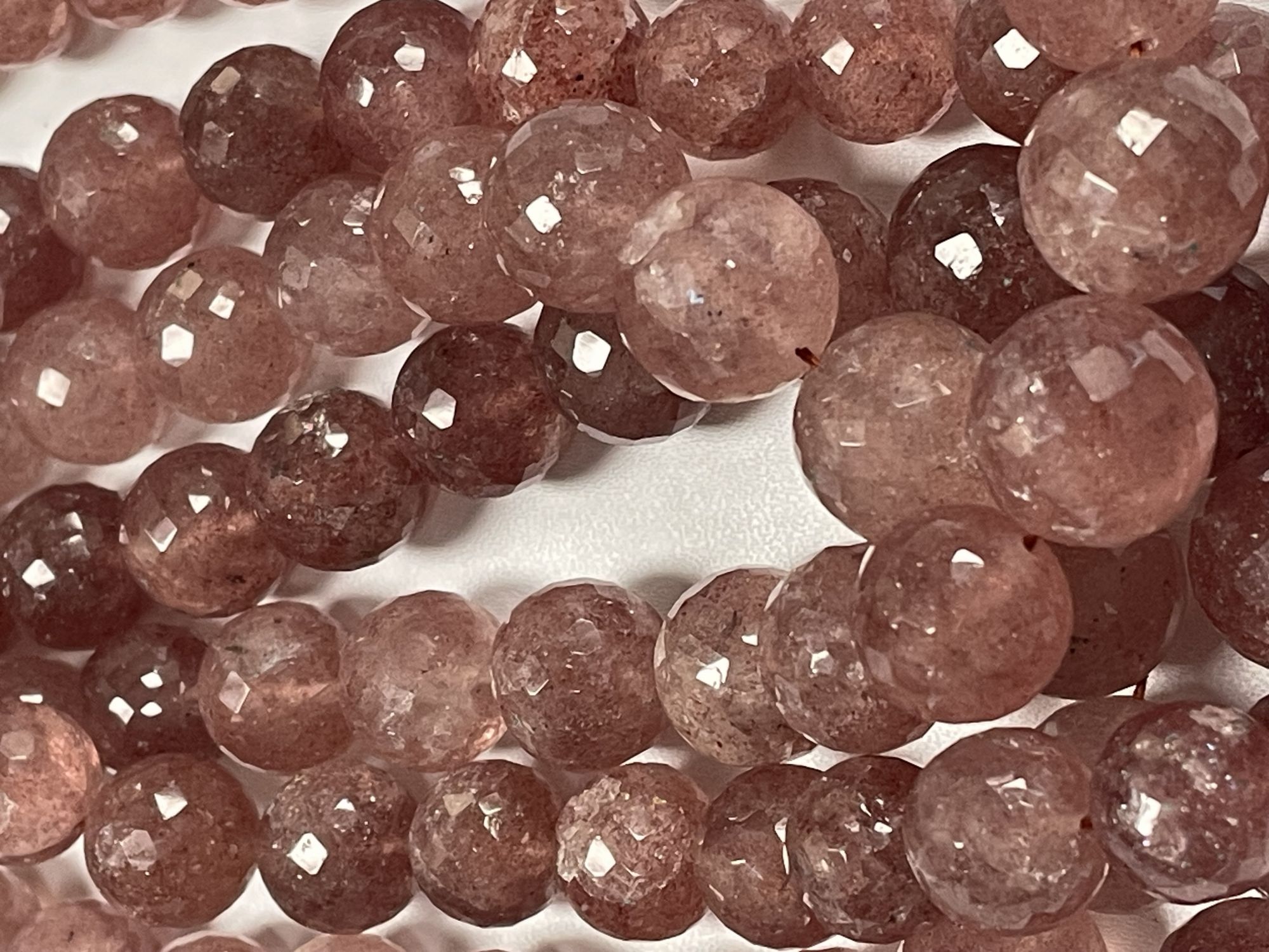 Pink Strawberry Quartz Round Faceted