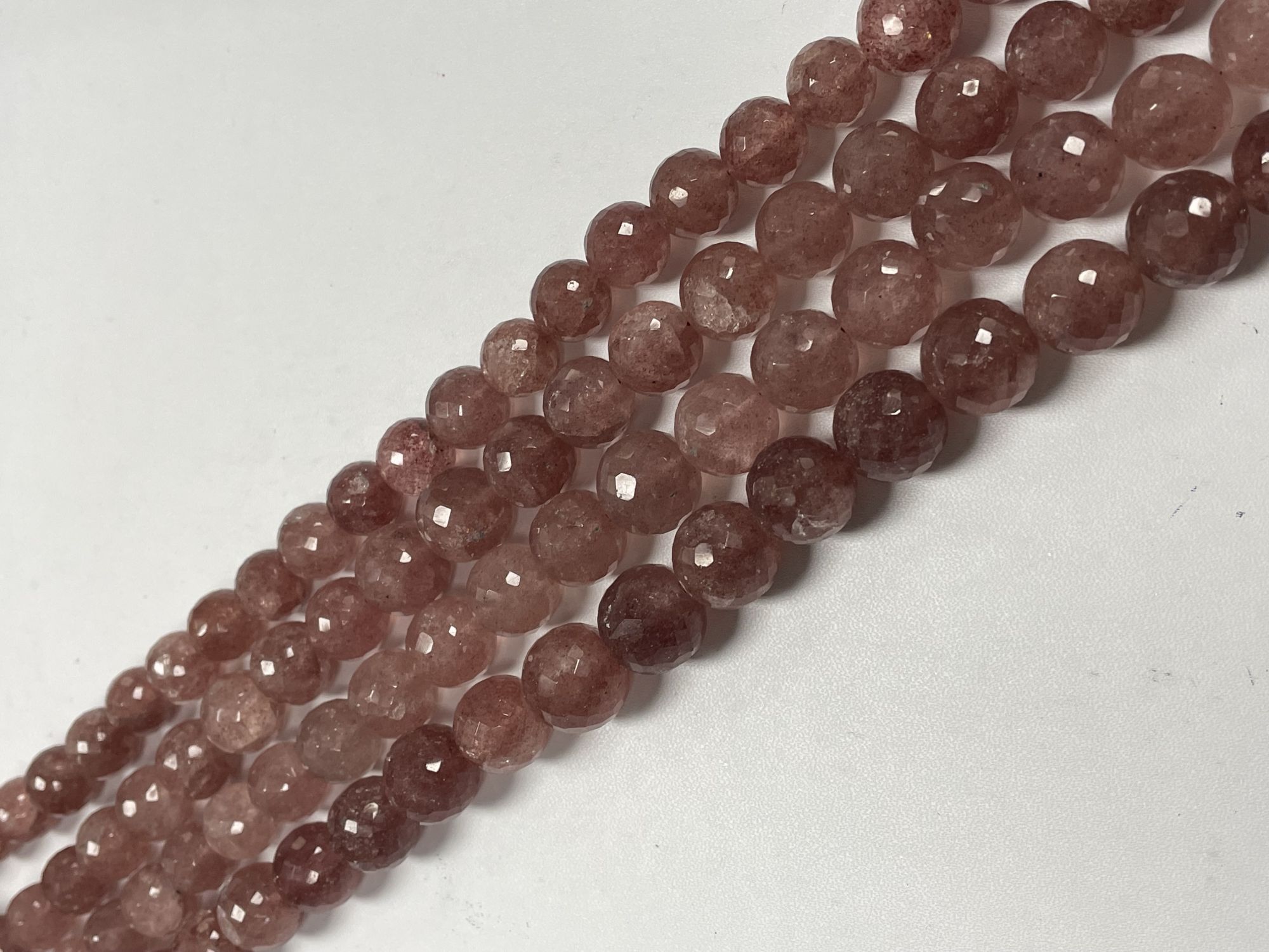 Pink Strawberry Quartz Round Faceted