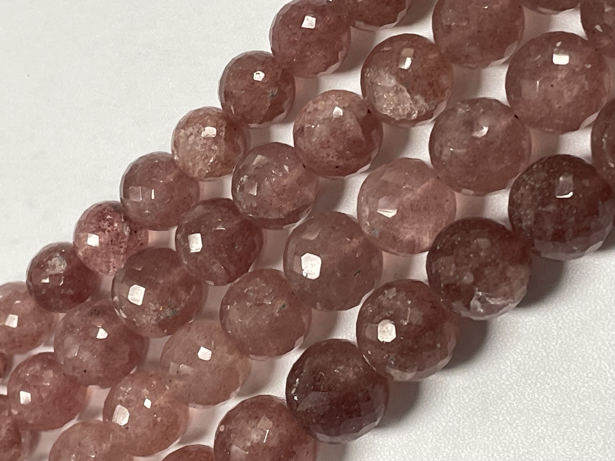 Pink Strawberry Quartz Round Faceted