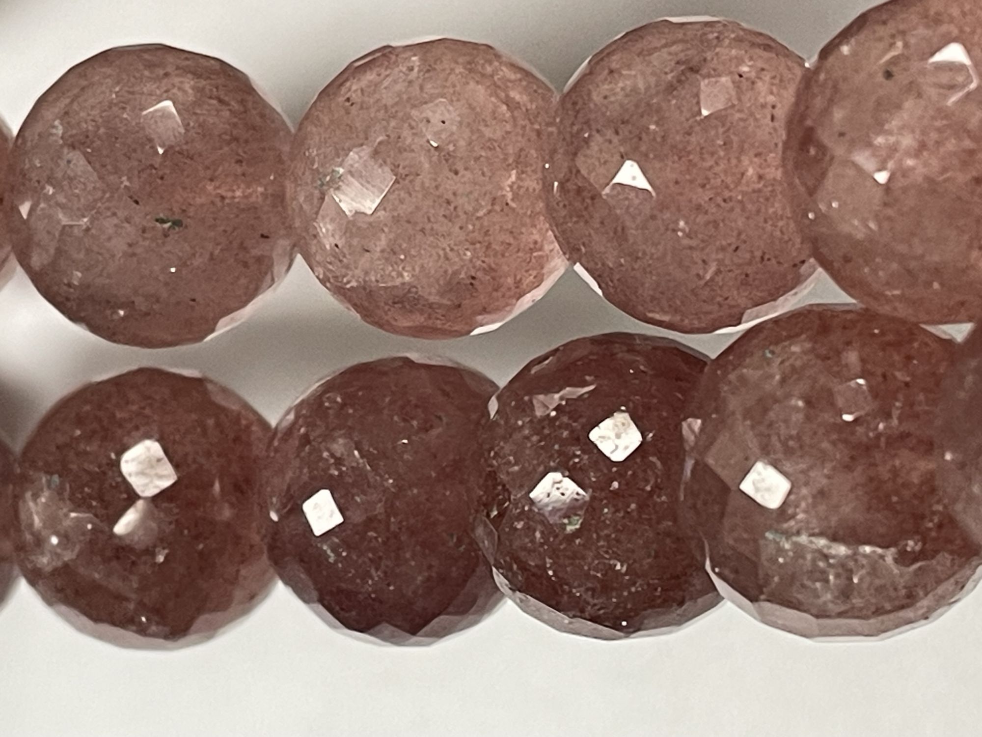 Pink Strawberry Quartz Round Faceted