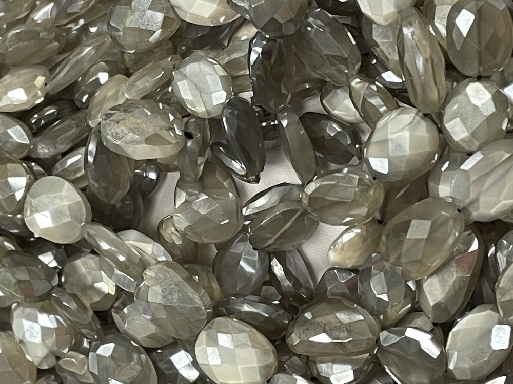 Grey Coated Moonstone Oval Faceted