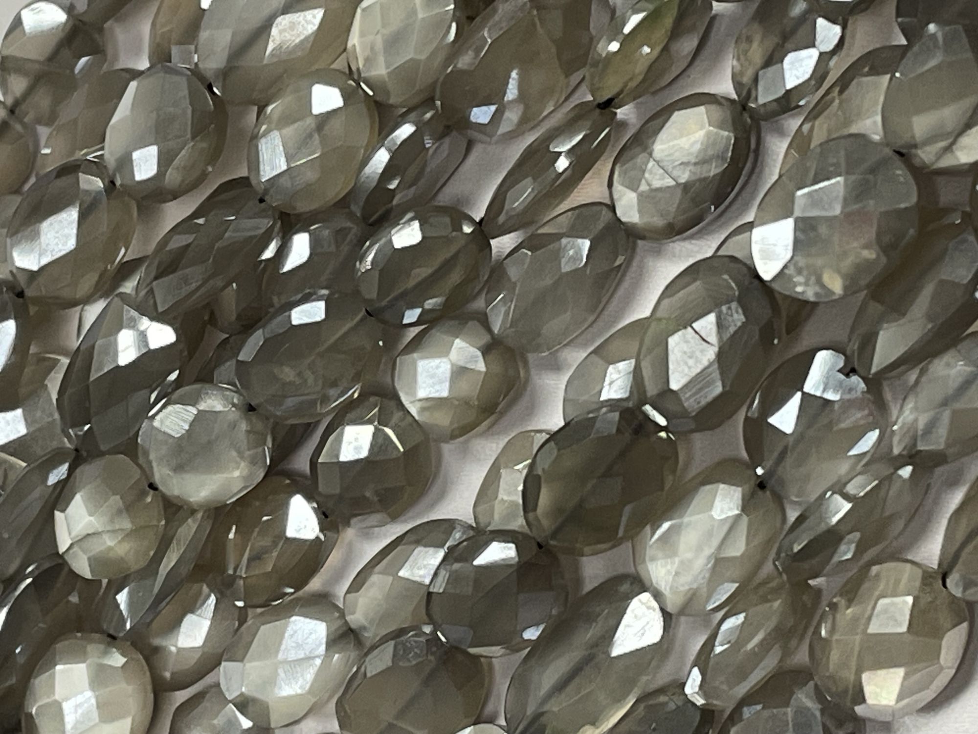 Grey Coated Moonstone Oval Faceted