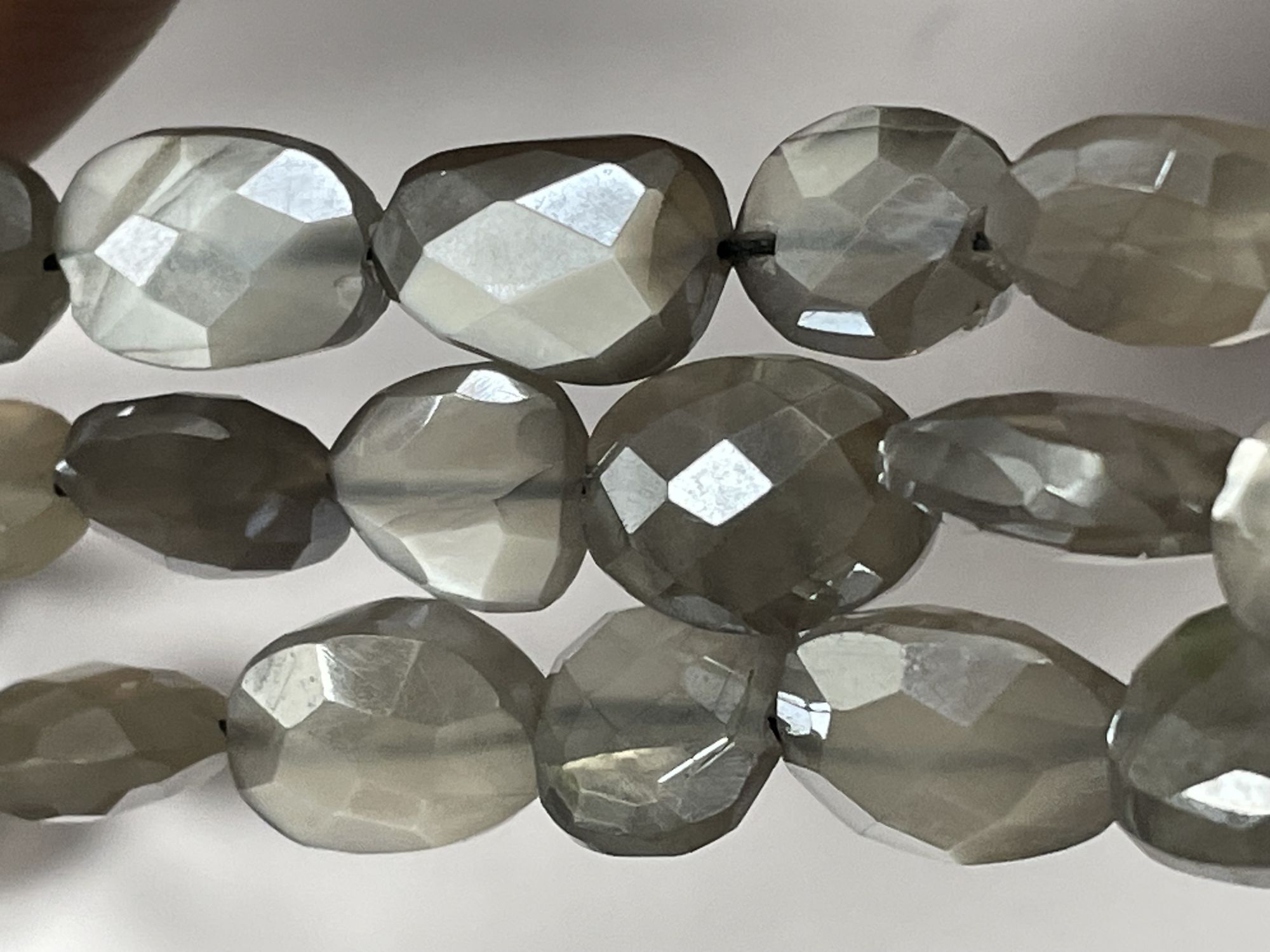 Grey Coated Moonstone Oval Faceted