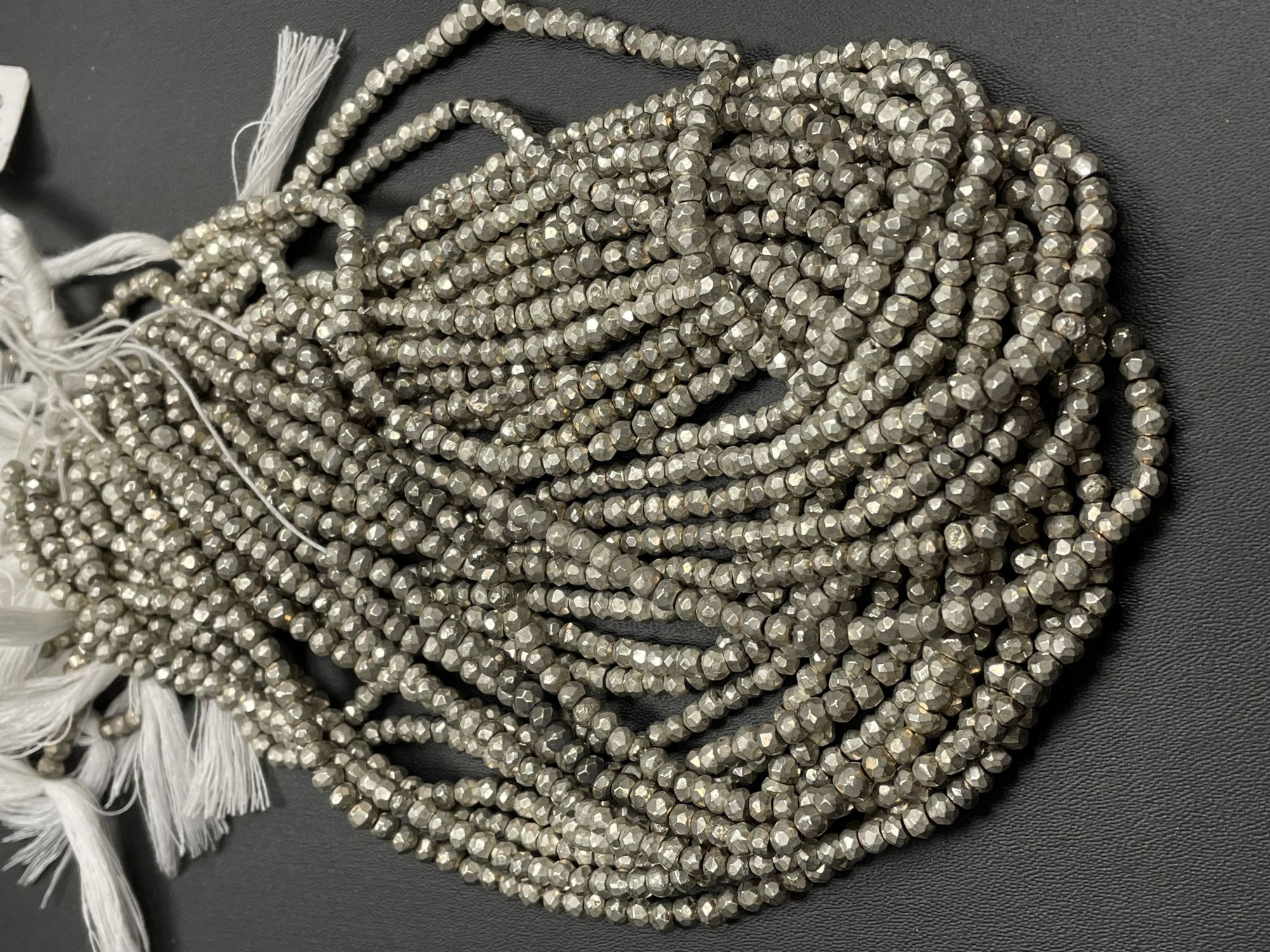 Matte Silver Pyrite Rondelle Faceted