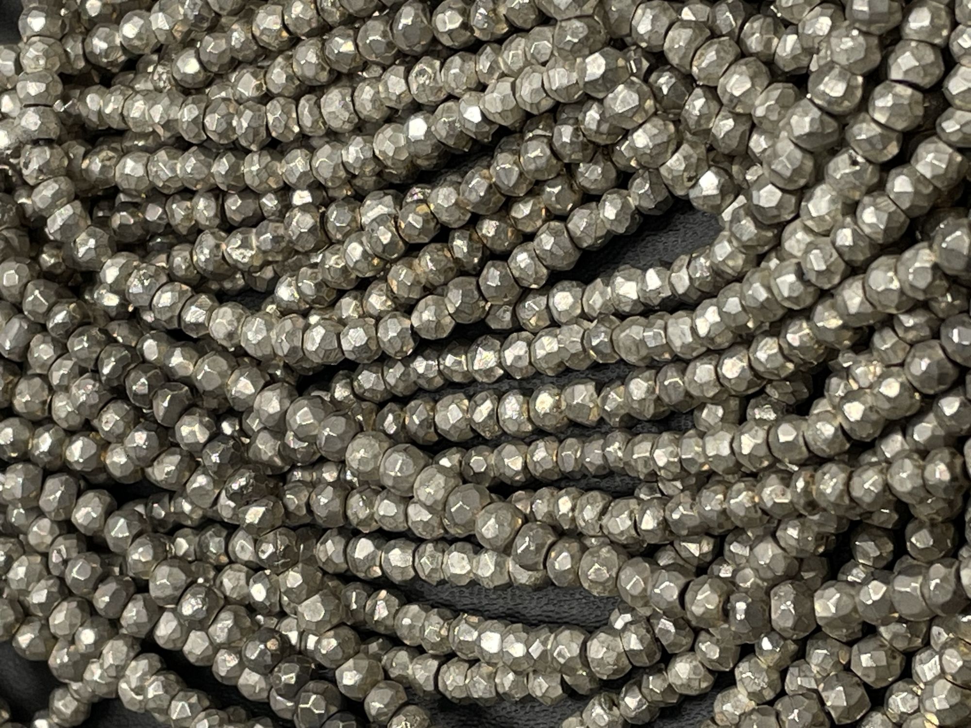 Matte Silver Pyrite Rondelle Faceted