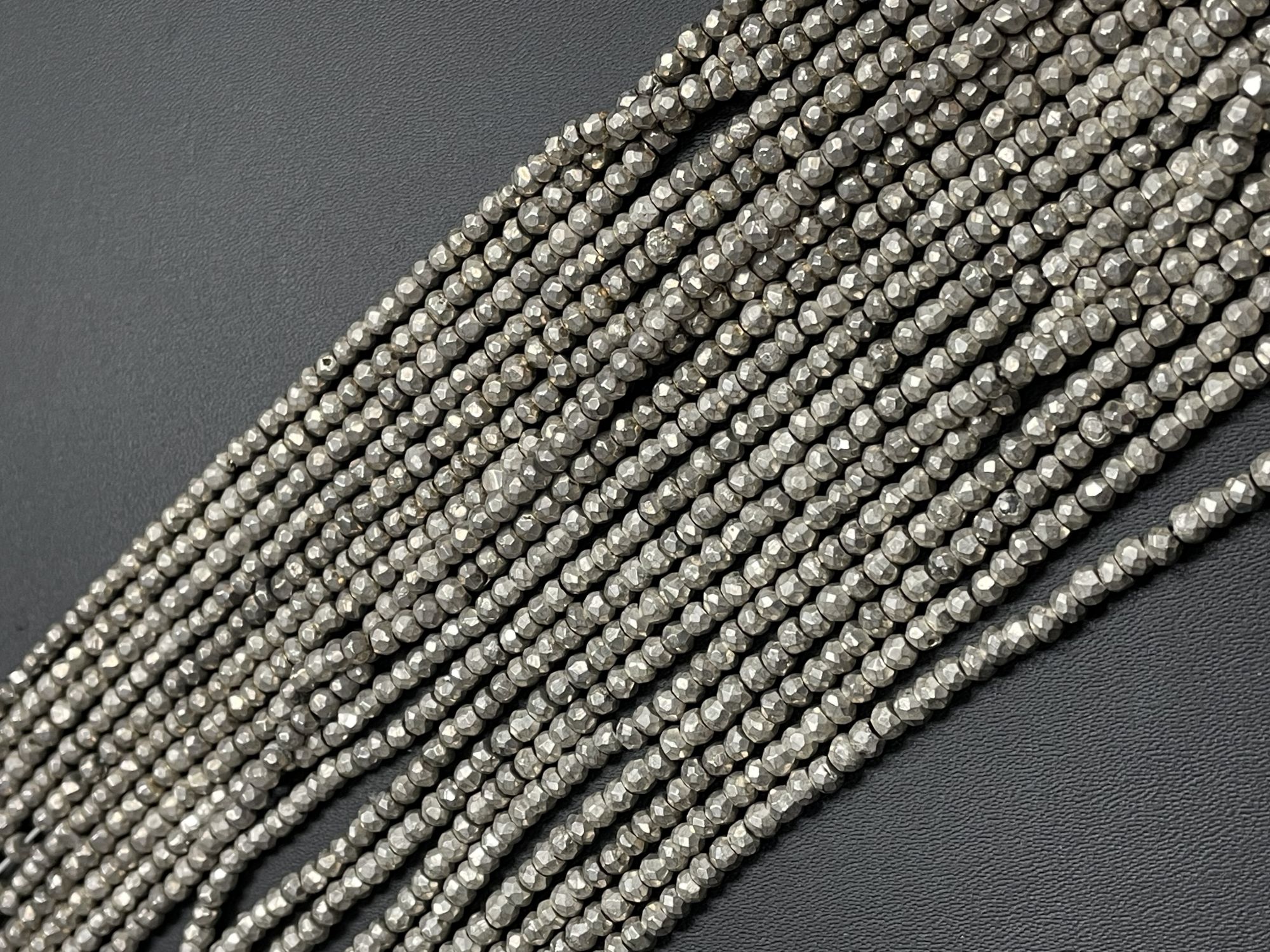Matte Silver Pyrite Rondelle Faceted