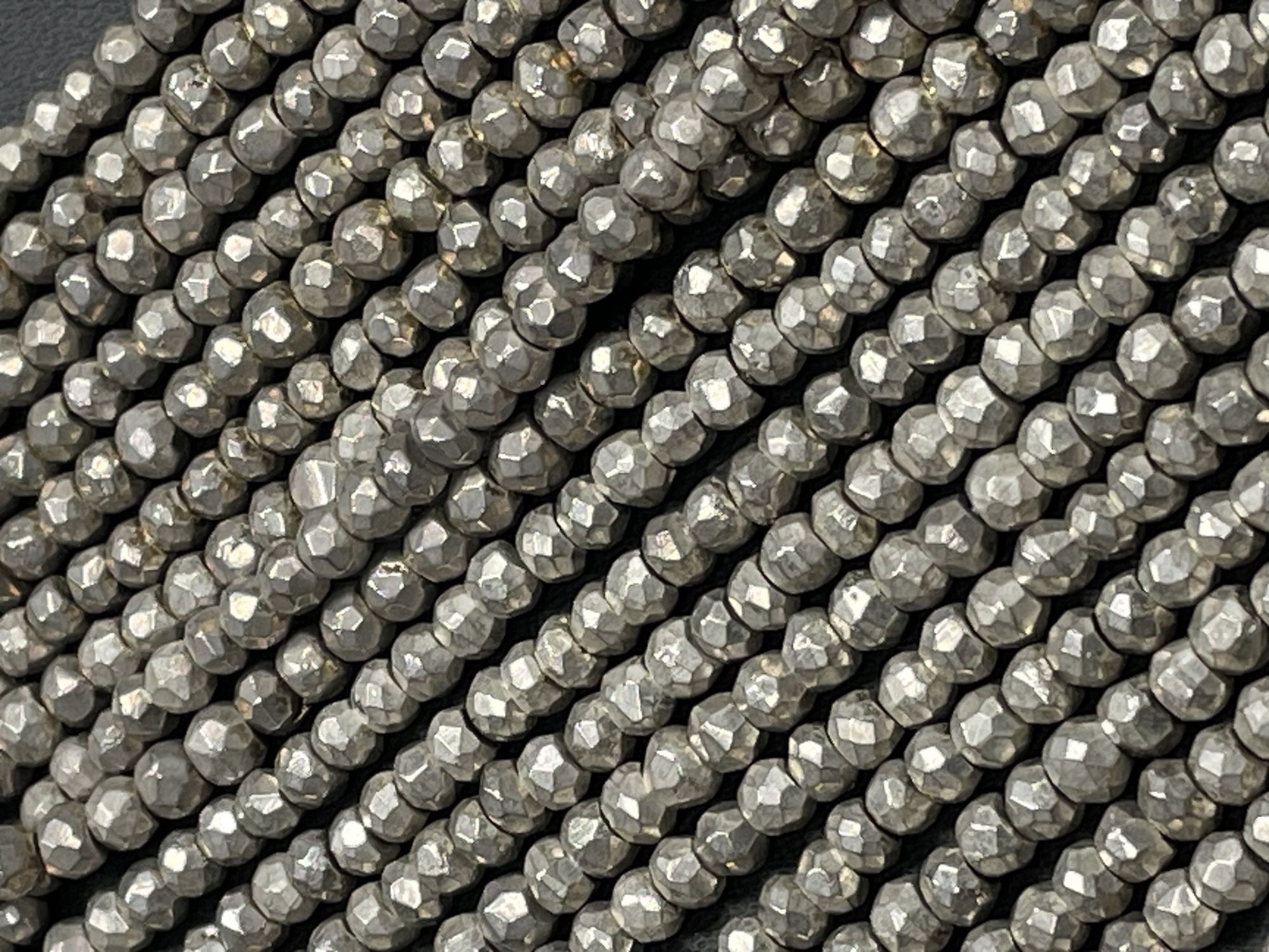 Matte Silver Pyrite Rondelle Faceted