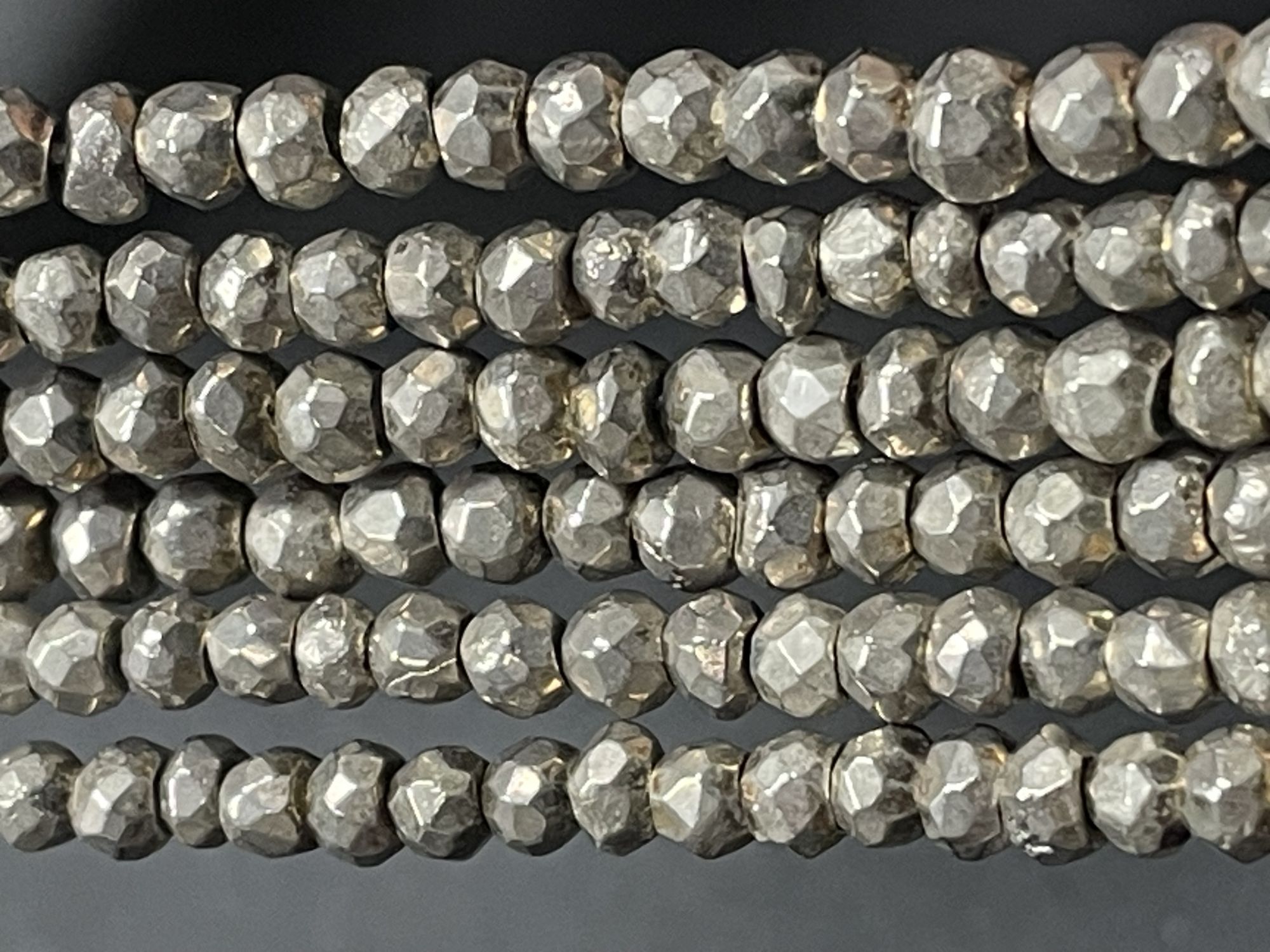 Matte Silver Pyrite Rondelle Faceted