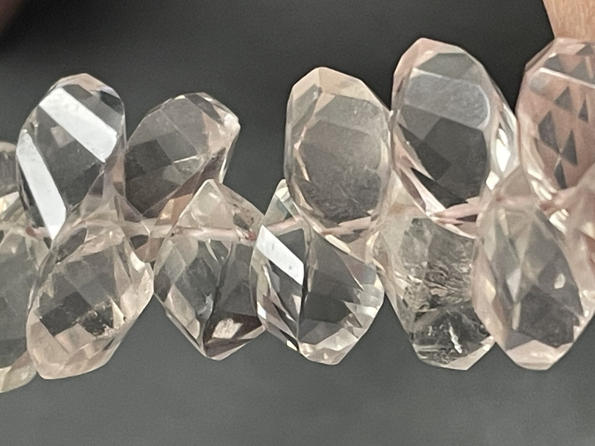 Rose Quartz Twisted Drop Faceted