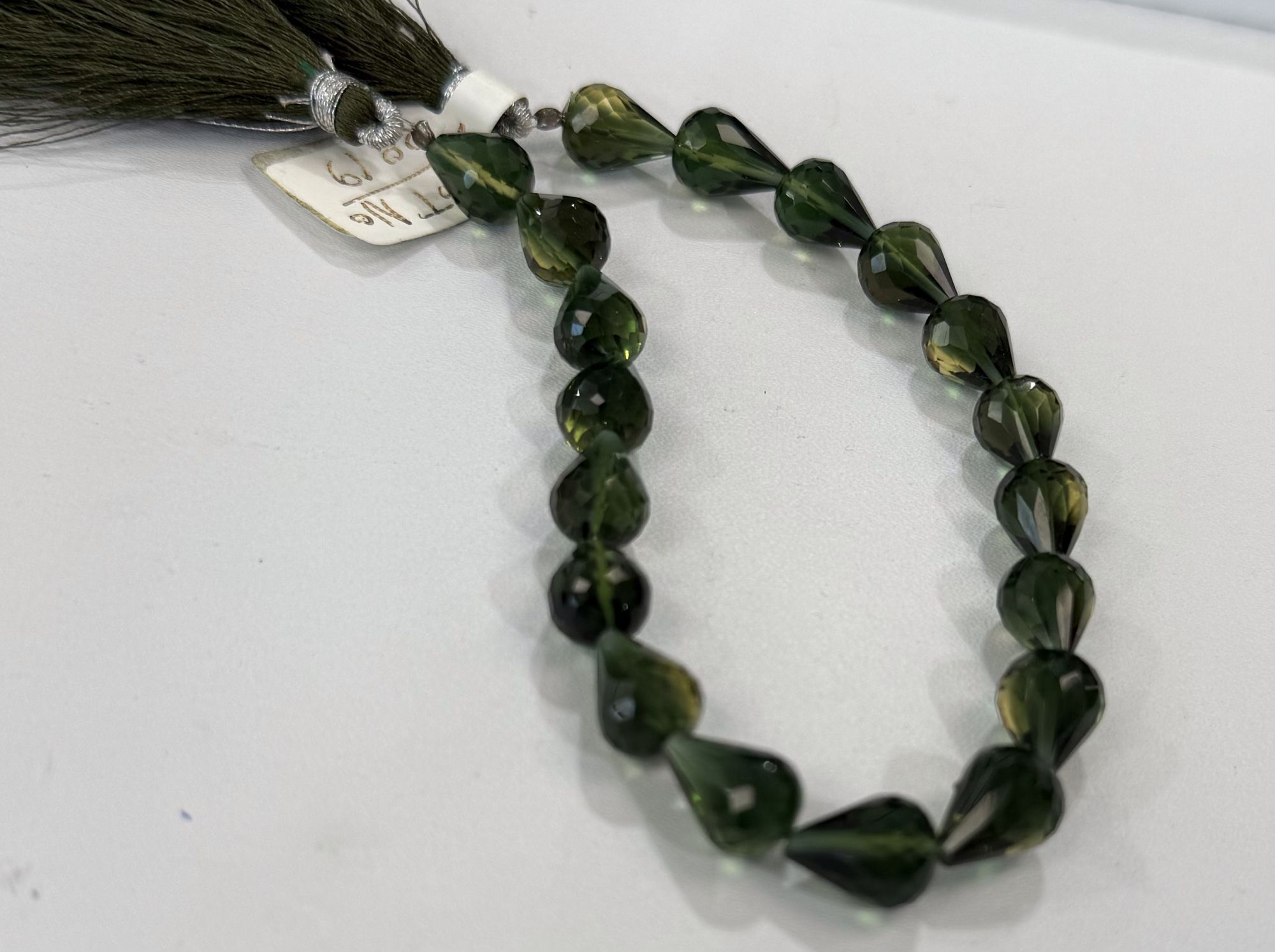 Dark Green Hydro Quartz straight Drill Drops Faceted