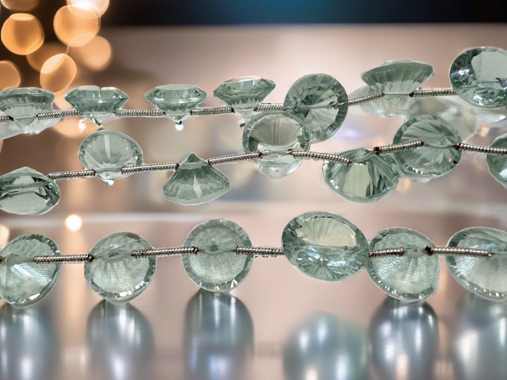 Aqua Hydro Quartz Cones Faceted