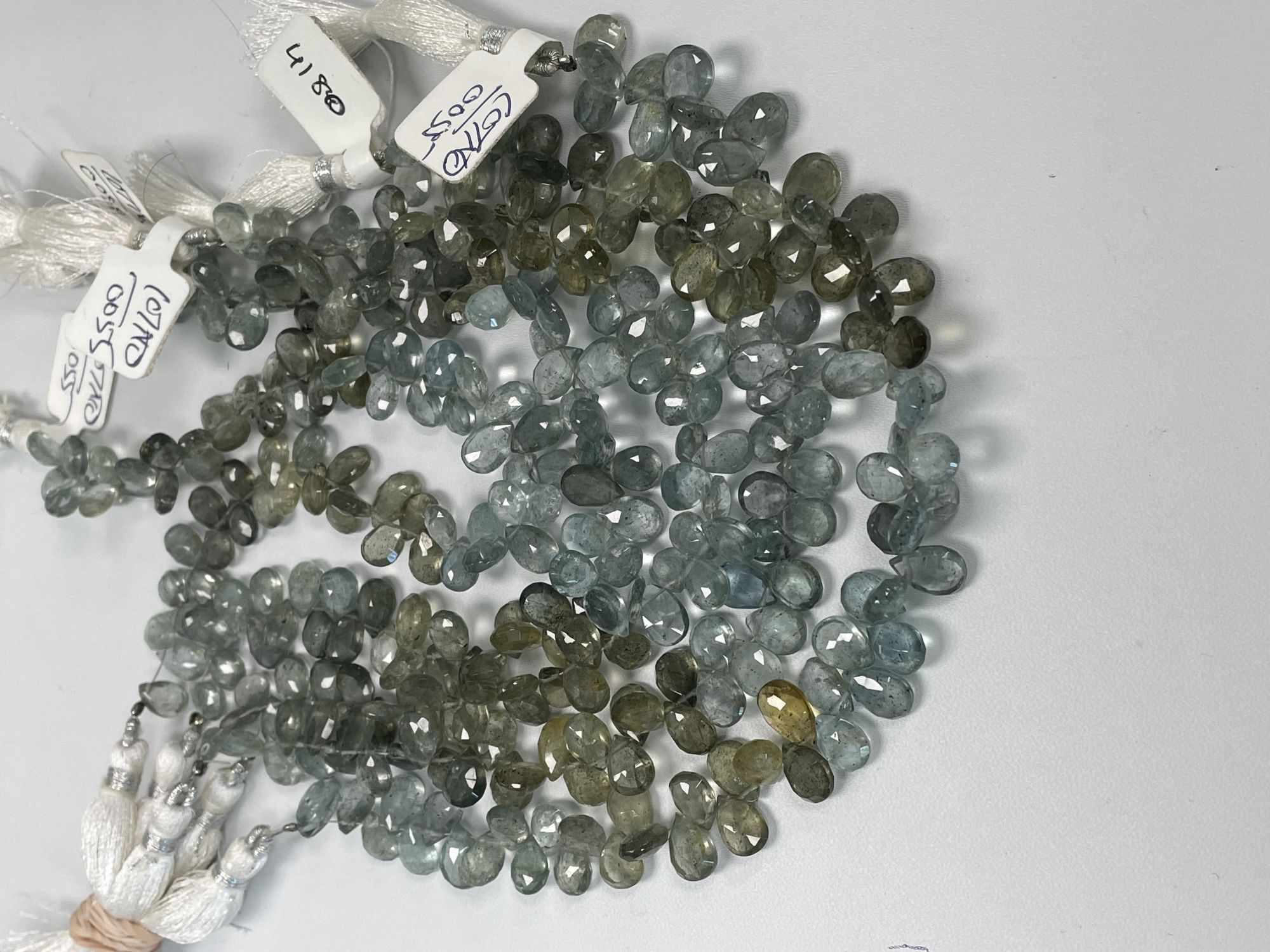 Shaded Moss Aquamarine Pear Faceted