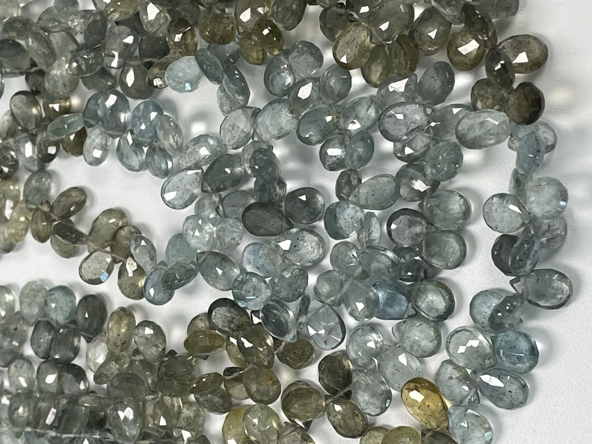 Shaded Moss Aquamarine Pear Faceted