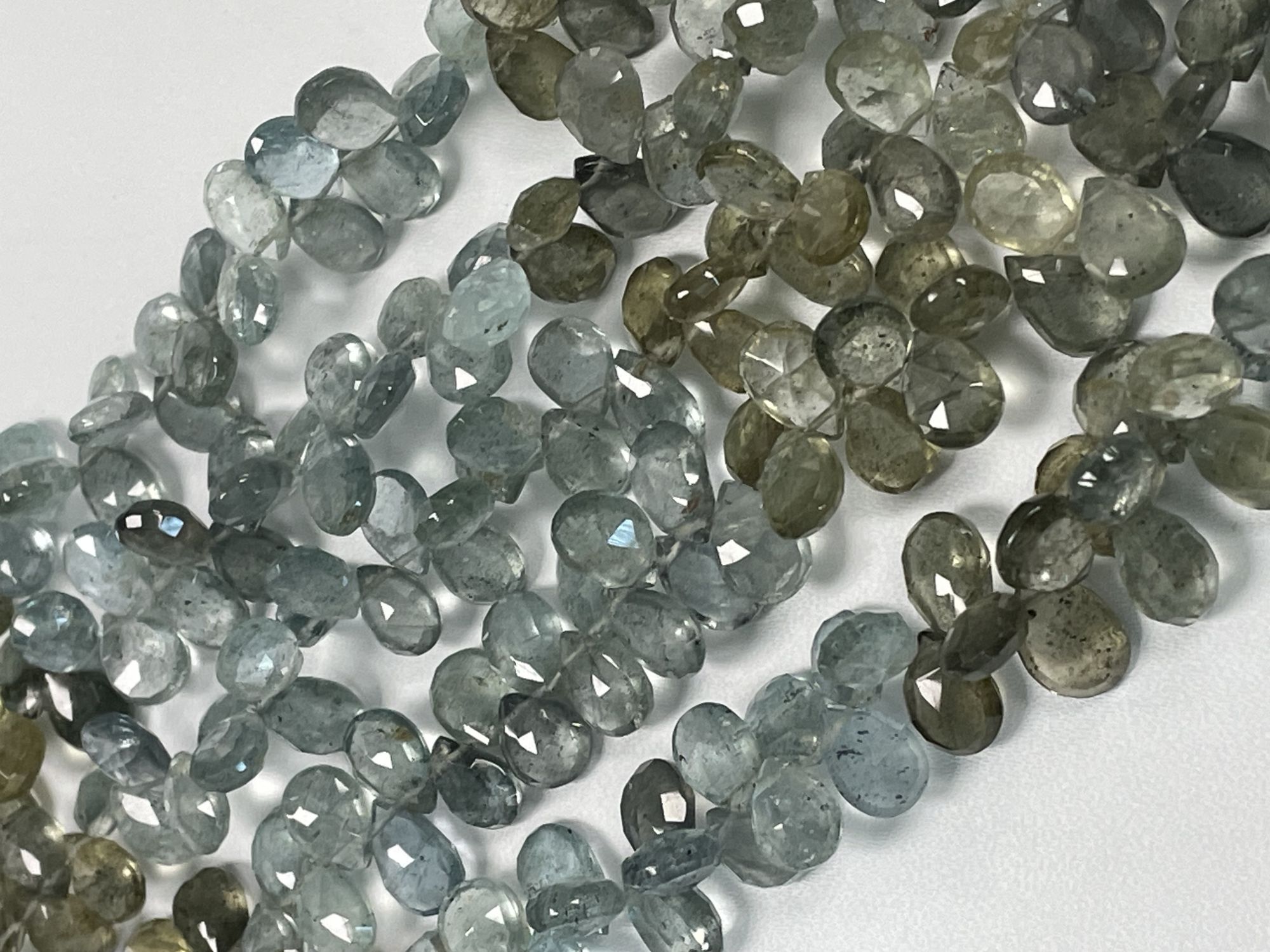 Shaded Moss Aquamarine Pear Faceted