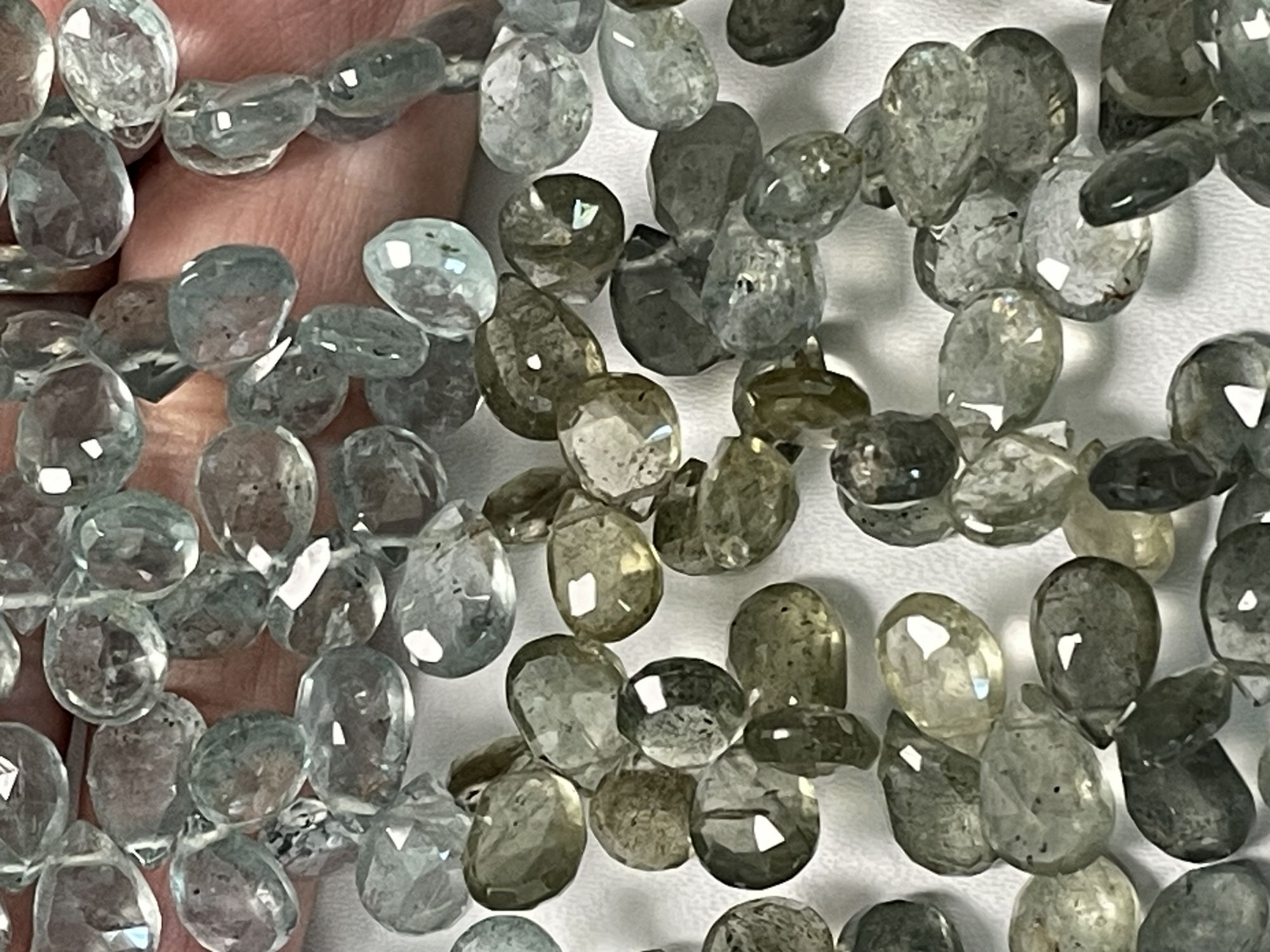 Shaded Moss Aquamarine Pear Faceted