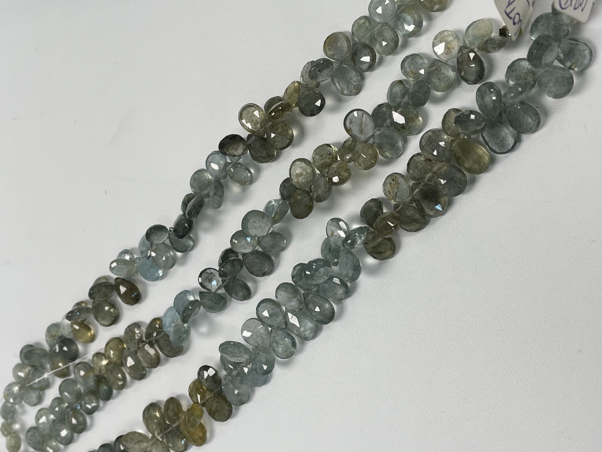 Shaded Moss Aquamarine Pear Faceted