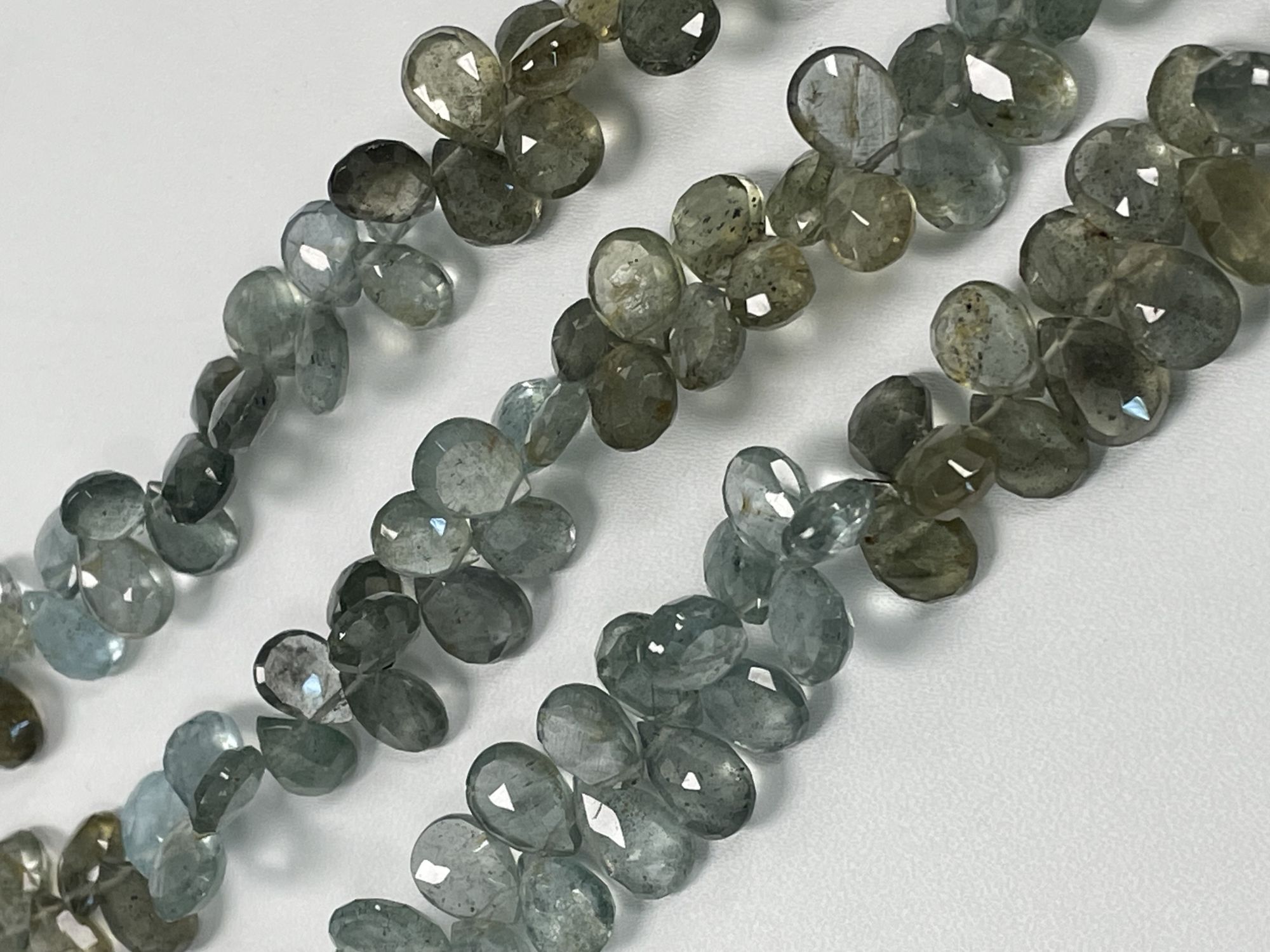 Shaded Moss Aquamarine Pear Faceted